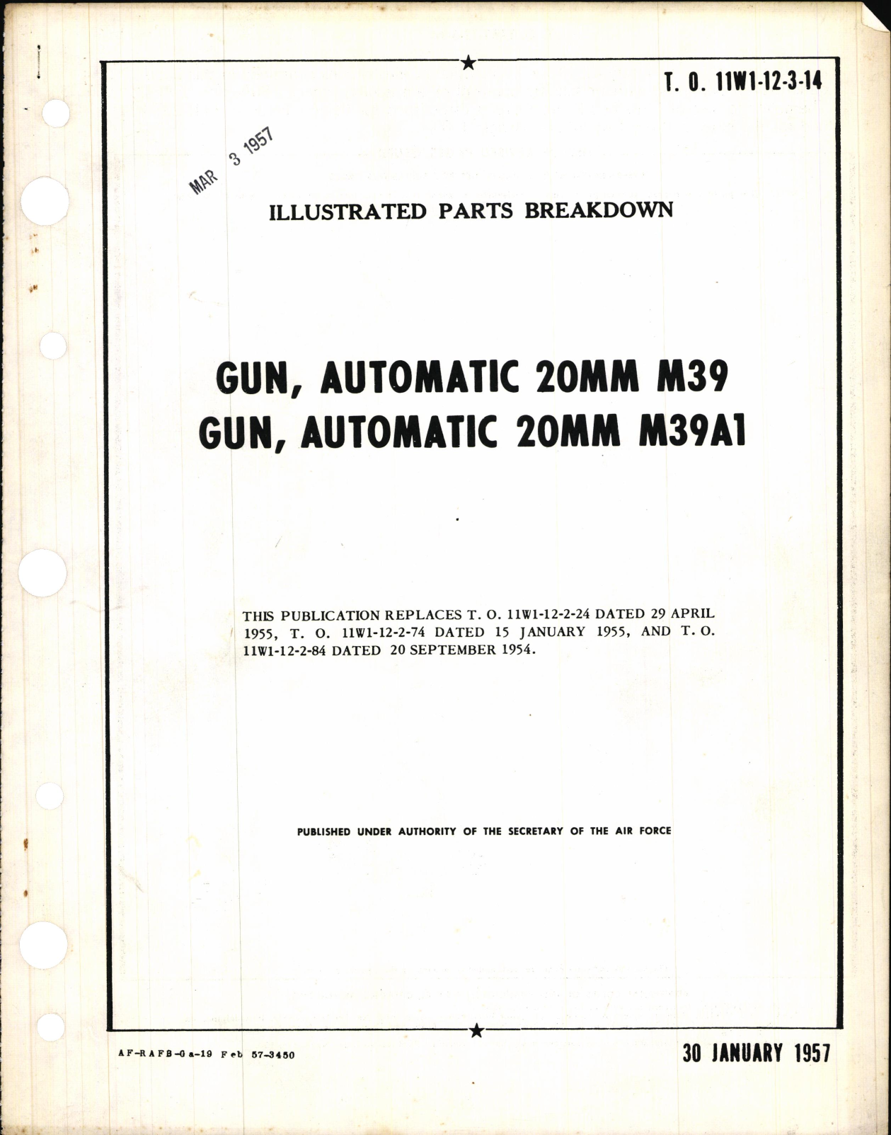 Sample page 1 from AirCorps Library document: Illustrated Parts Breakdown for Automatic Gun 20MM M39 and M39A1