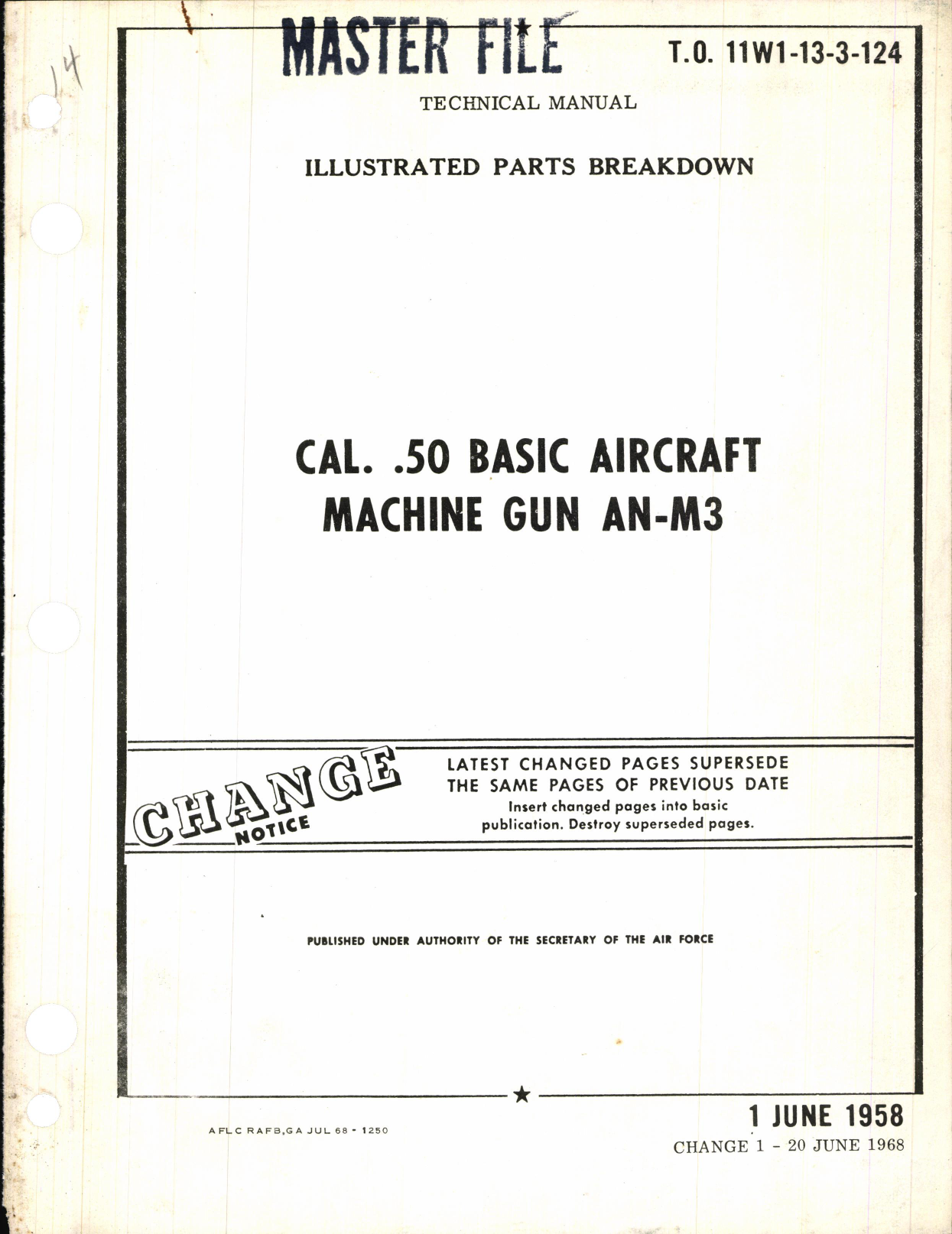 Sample page 1 from AirCorps Library document: Illustrated Parts Breakdown for Cal. .50 Basic Aircraft Machine Gun AN-M3