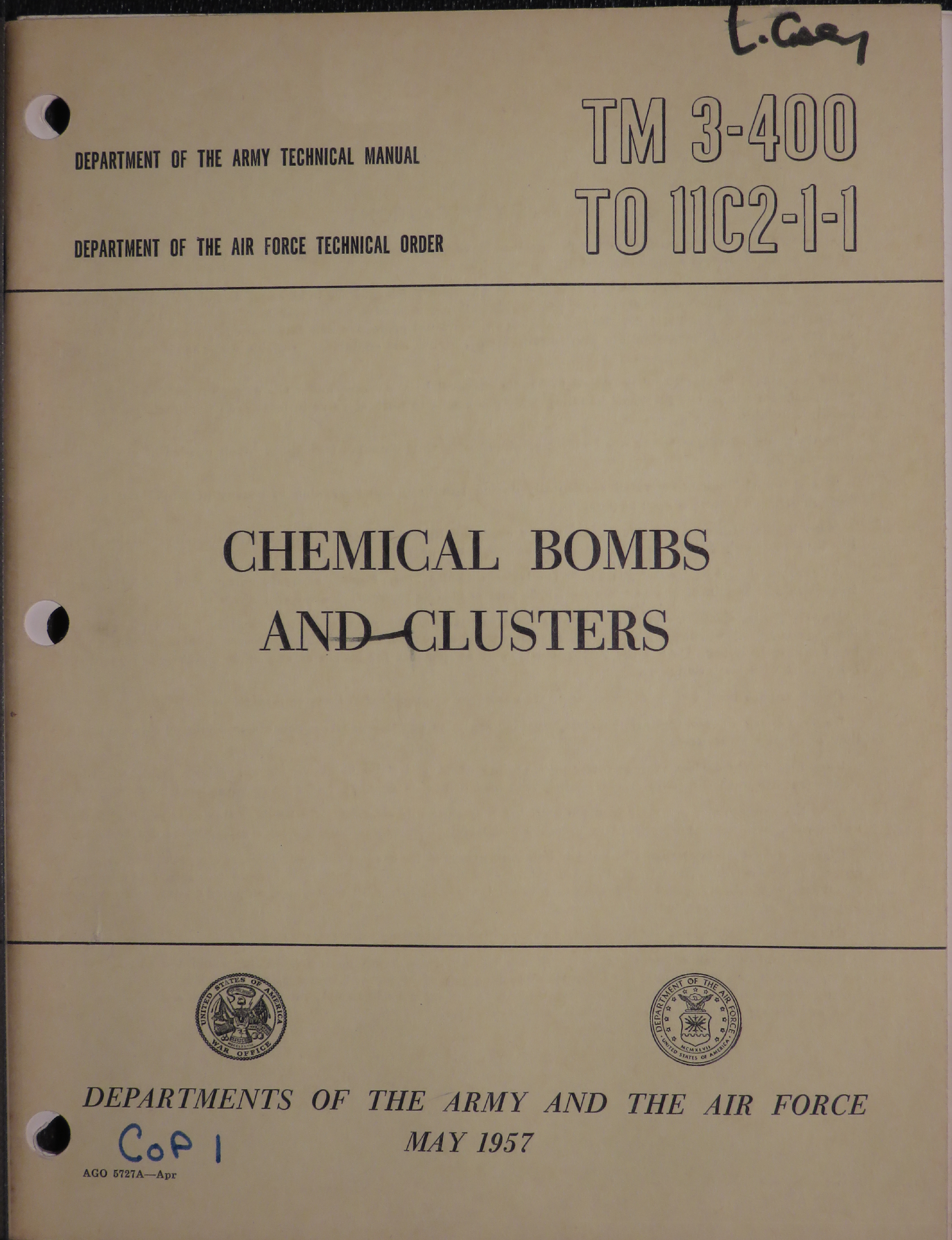 Sample page 1 from AirCorps Library document: Chemical Bombs and Clusters