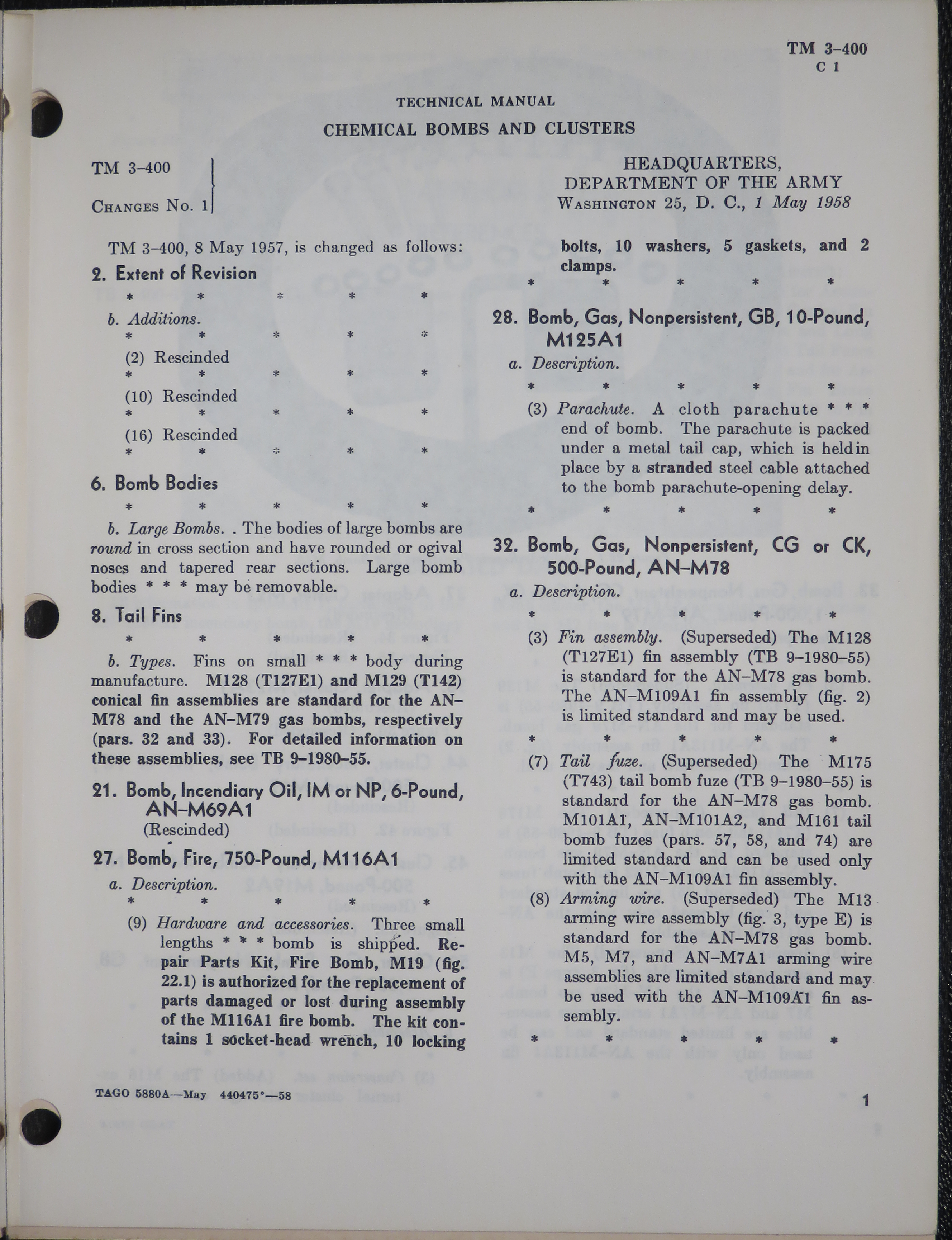 Sample page 5 from AirCorps Library document: Chemical Bombs and Clusters