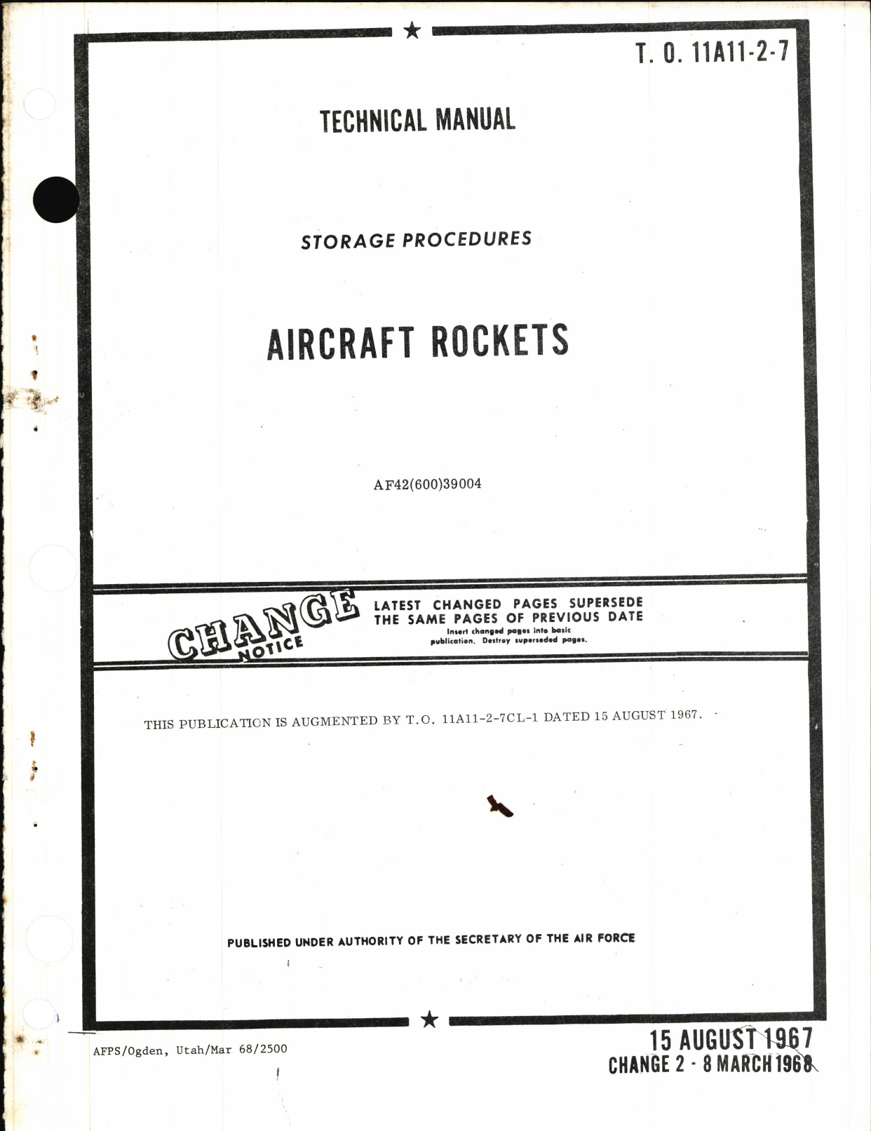 Sample page 1 from AirCorps Library document: Storage Procedures for Aircraft Rockets AF42(600)39004