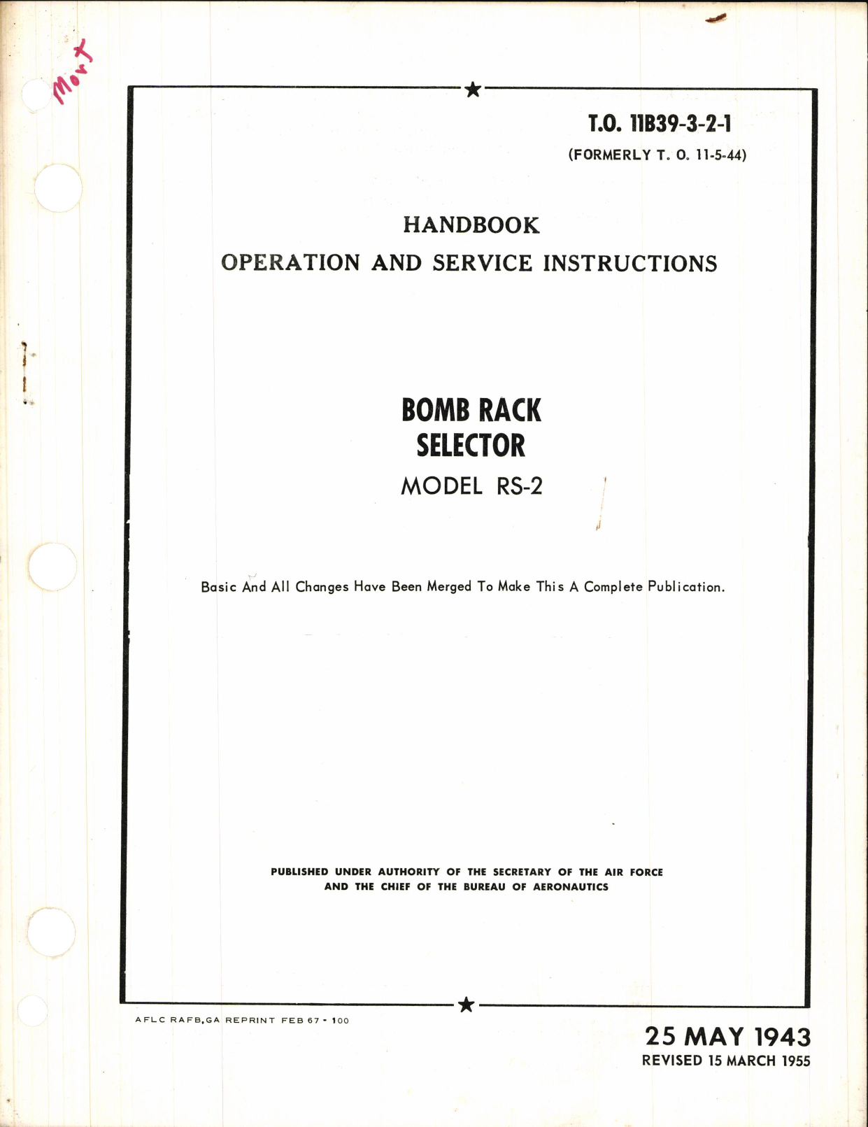 Sample page 1 from AirCorps Library document: Operation and Service Instructions for Bomb Rack Selector Model RS-2