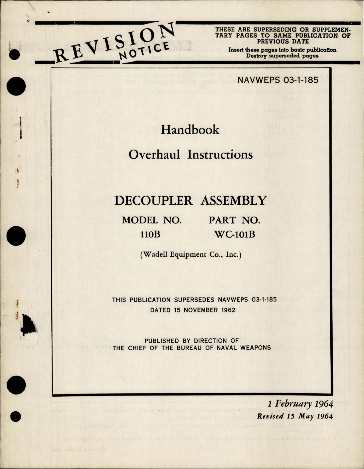 Sample page 1 from AirCorps Library document: Overhaul Instructions for Decoupler Assembly - Model 110B - Part WC-101B