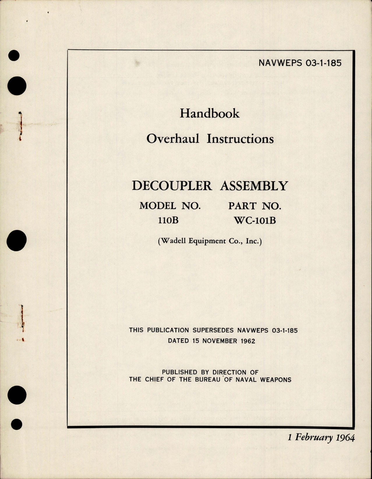 Sample page 1 from AirCorps Library document: Overhaul Instructions for Decoupler Assembly - Model 110B - Part WC-101B