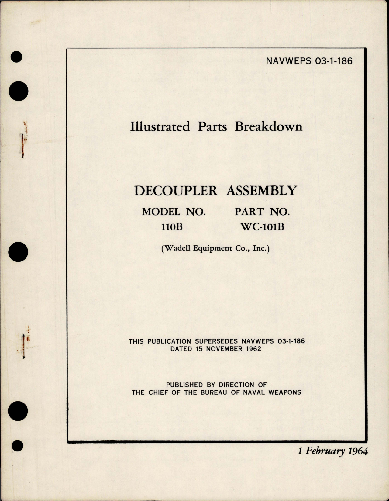 Sample page 1 from AirCorps Library document: Illustrated Parts Breakdown for Decoupler Assembly - Model 110B - Part WC-101B 