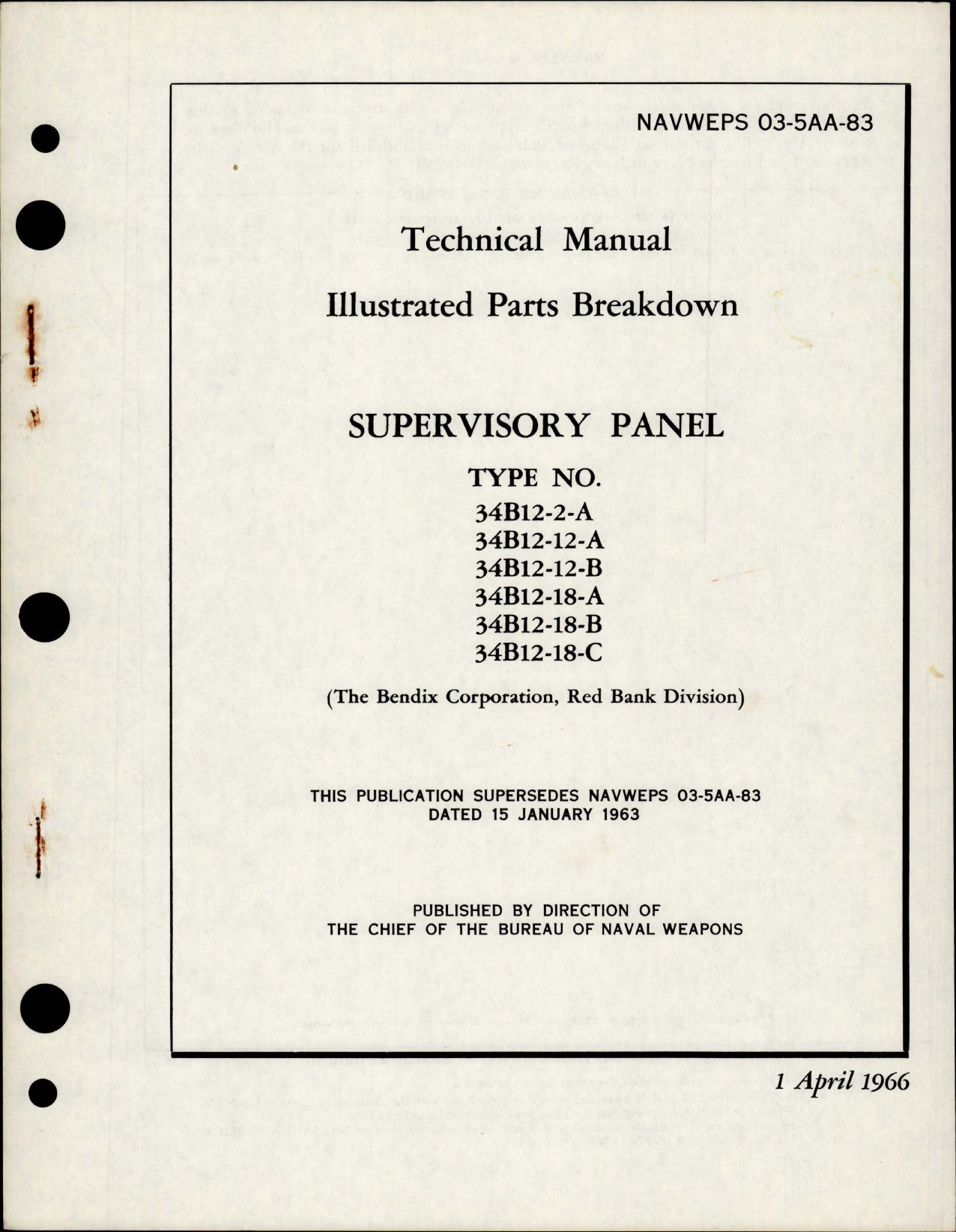 Sample page 1 from AirCorps Library document: Illustrated Parts Breakdown for Supervisory Panel