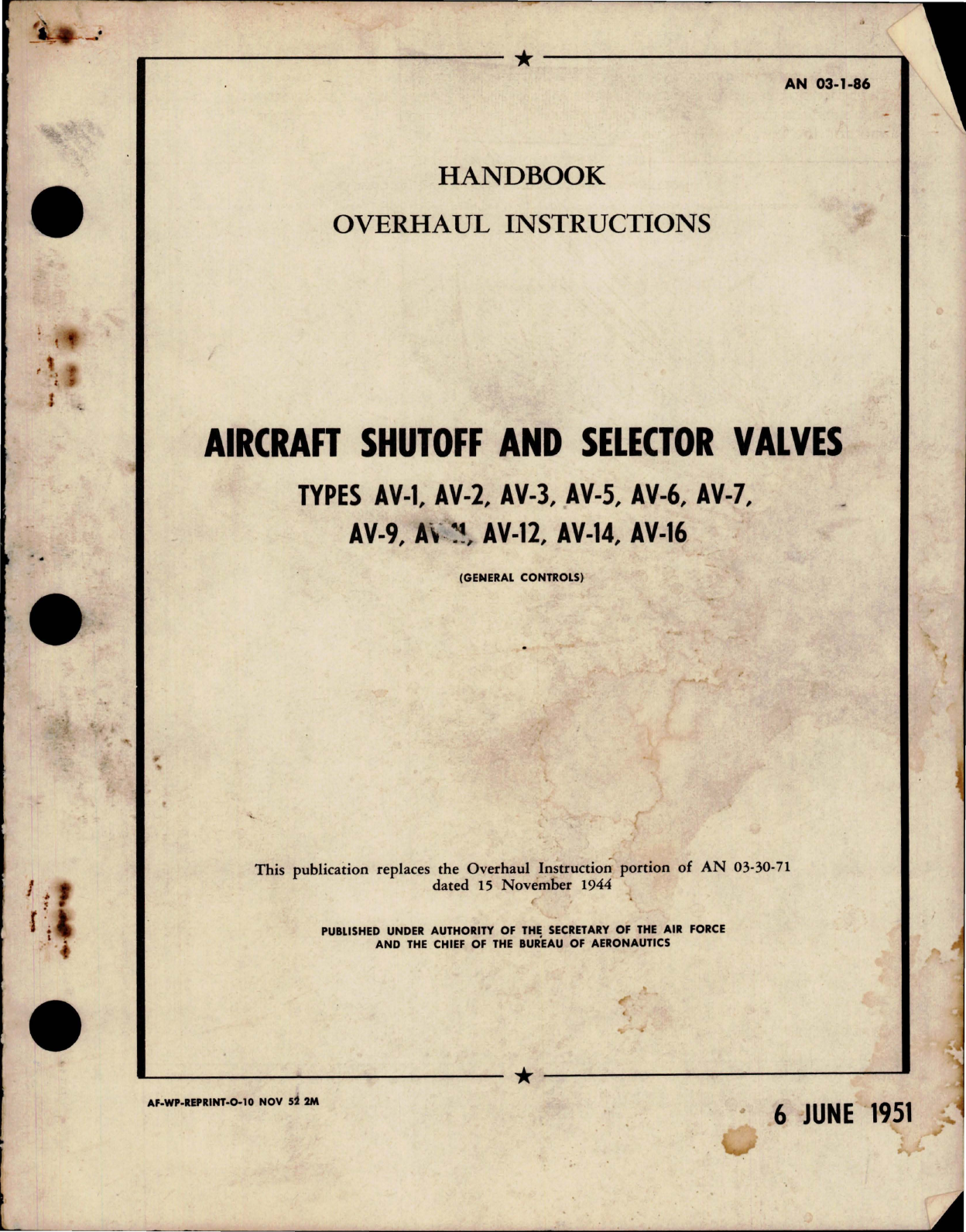 Sample page 1 from AirCorps Library document: Overhaul Instructions for Aircraft Shutoff and Selector Valves 