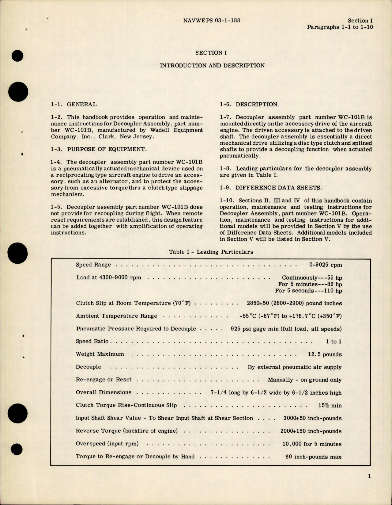 Sample page 5 from AirCorps Library document: Operation and Maintenance Instructions for Decoupler Assembly - Model 110B - Part WC-101B 