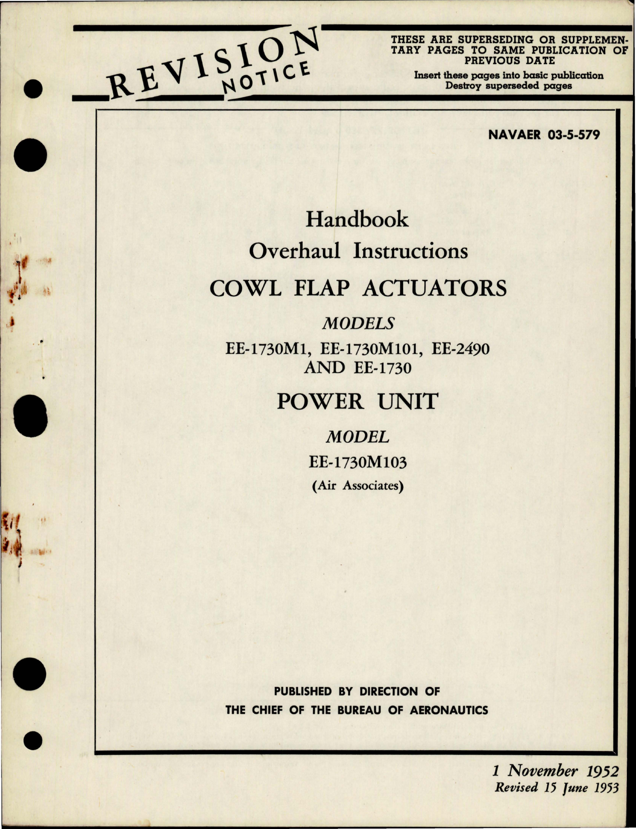 Sample page 1 from AirCorps Library document: Overhaul Instructions for Cowl Flap Actuators and Power Unit 