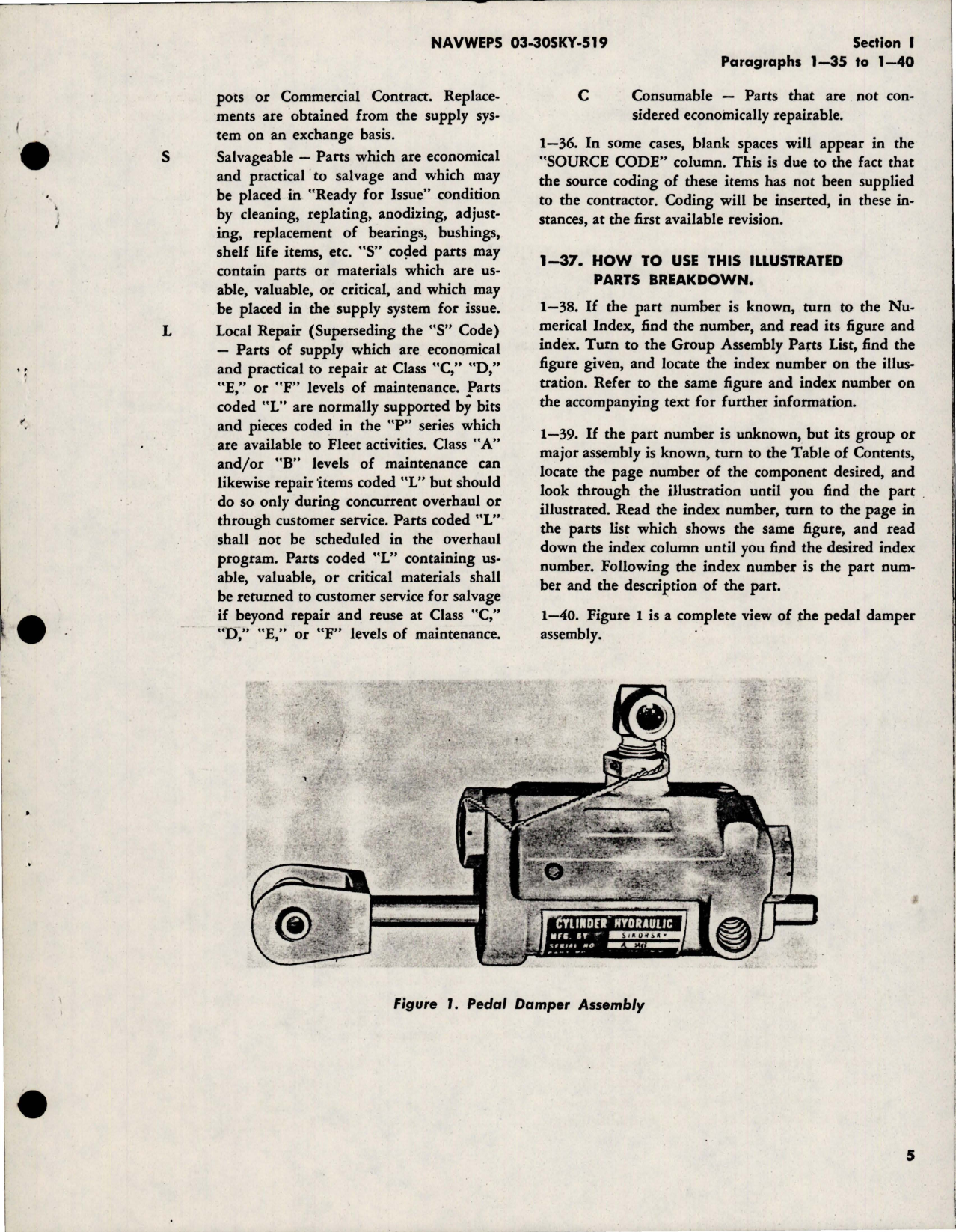 Sample page 7 from AirCorps Library document: Parts Breakdown for Pedal Damper Assembly - Parts S1565-61970 and S1565-61970-1