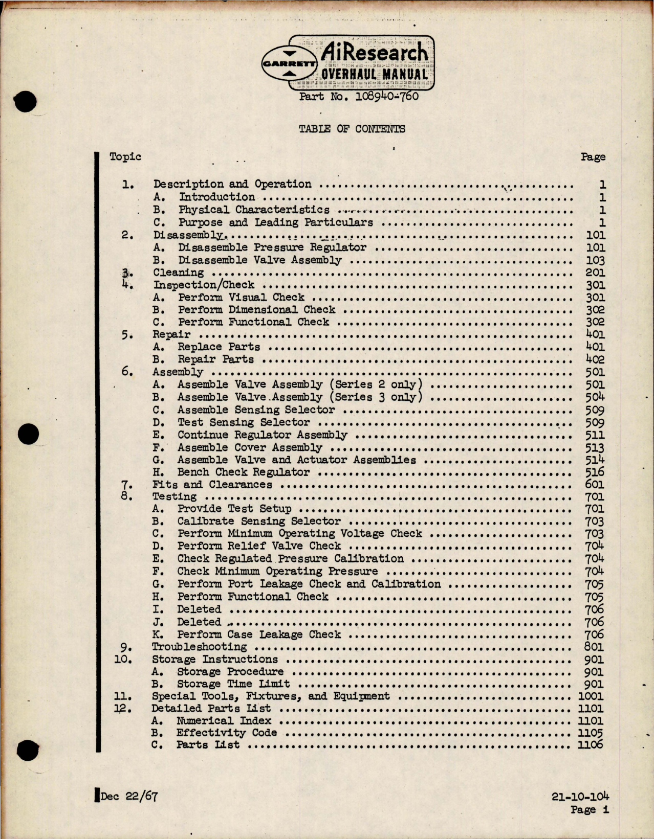 Sample page 7 from AirCorps Library document: Overhaul Manual for Differential Pressure Regulator - Three Inch Diameter - Part 108940-760