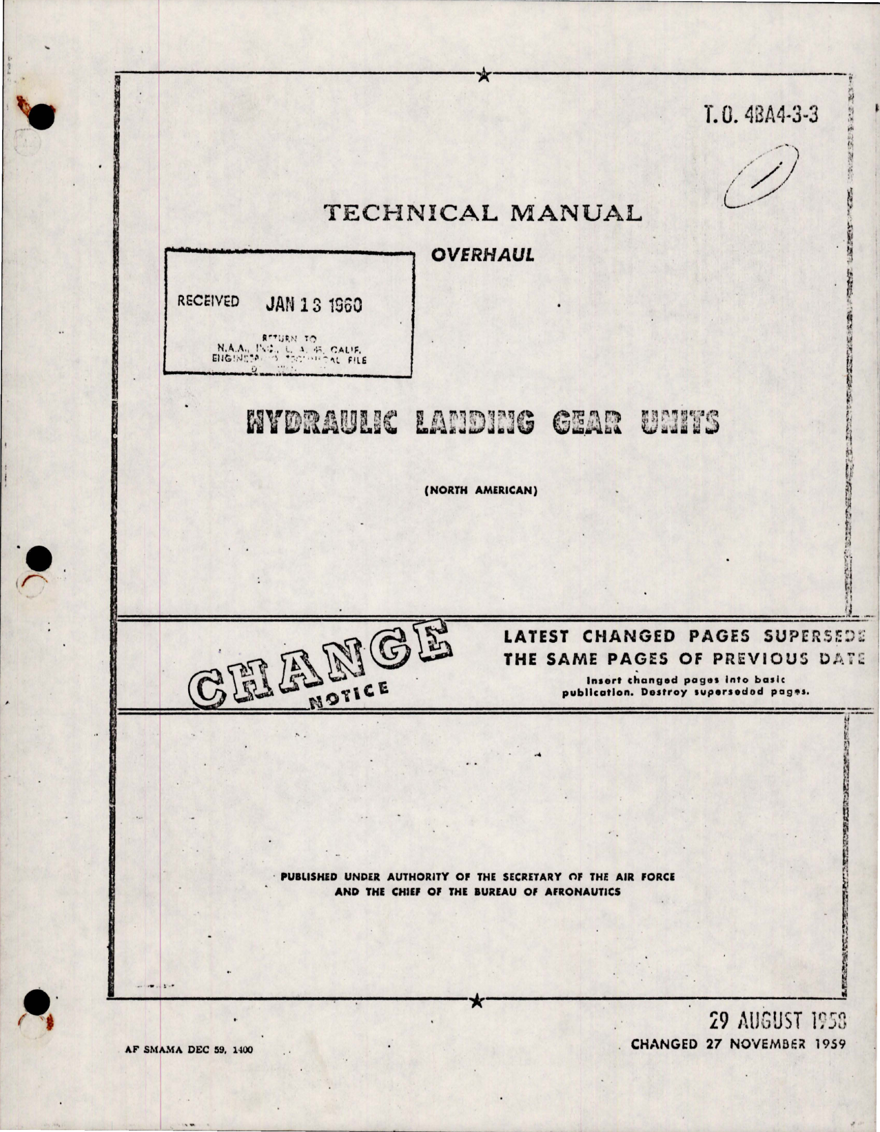 Sample page 1 from AirCorps Library document: Overhaul Instructions for Hydraulic Landing Gear Units 