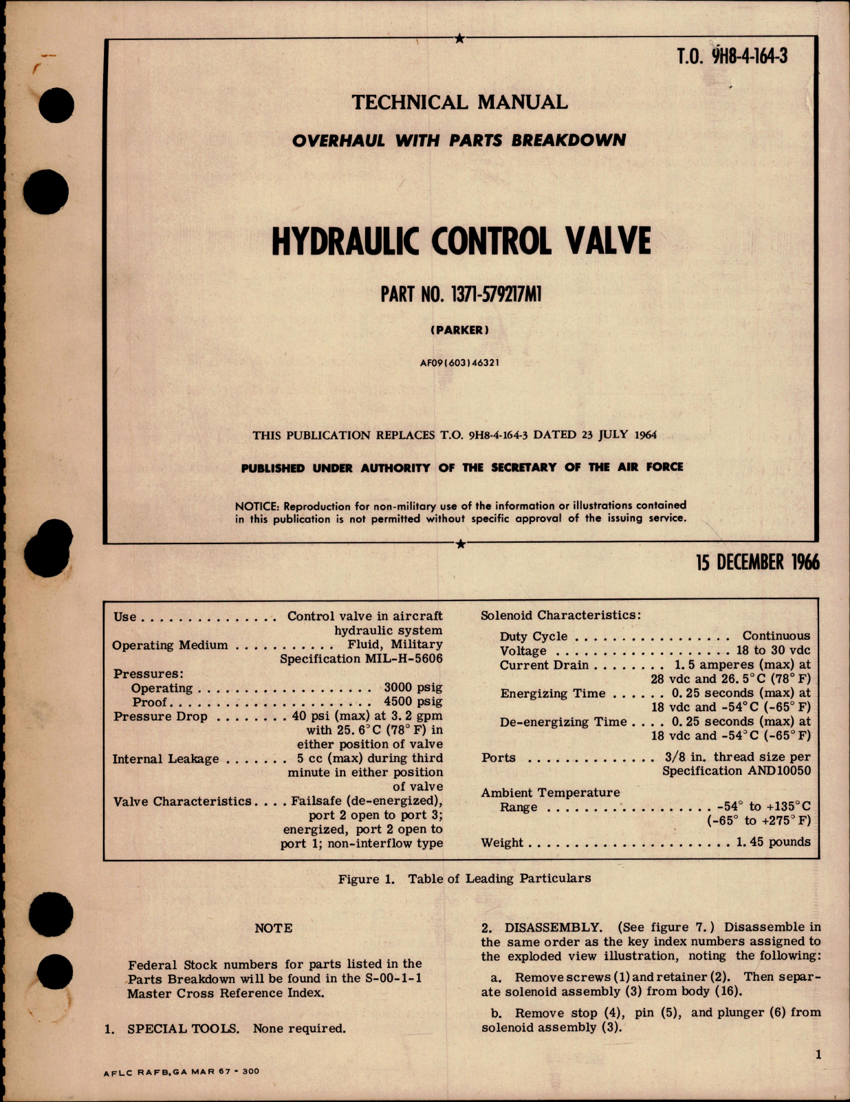 Sample page 1 from AirCorps Library document: Overhaul with Parts Breakdown for Hydraulic Control Valve - Part 1371-579217M1 
