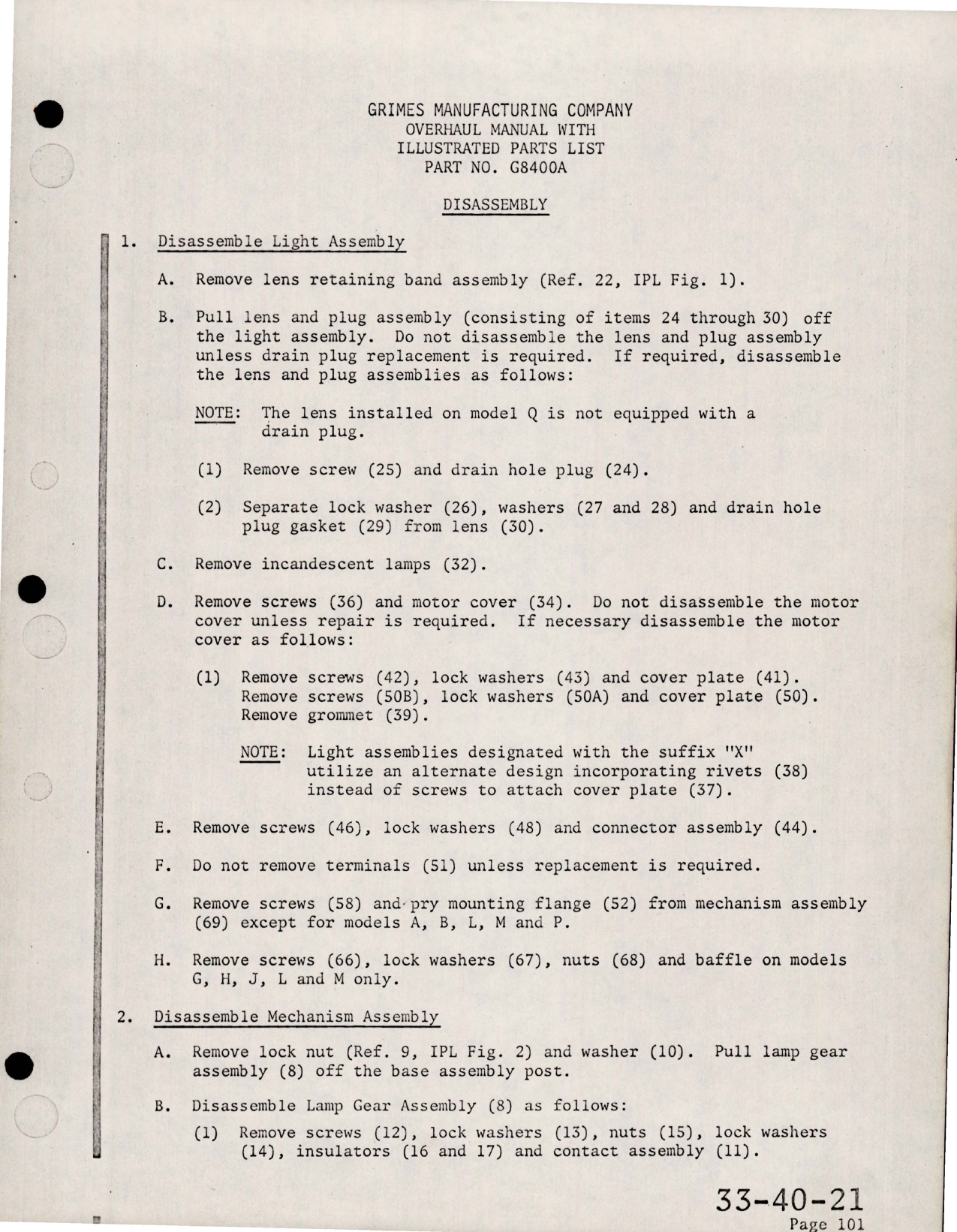 Sample page 9 from AirCorps Library document: Overhaul with Illustrated Parts List for Navigational Rotating Warning Light - G8400A Series