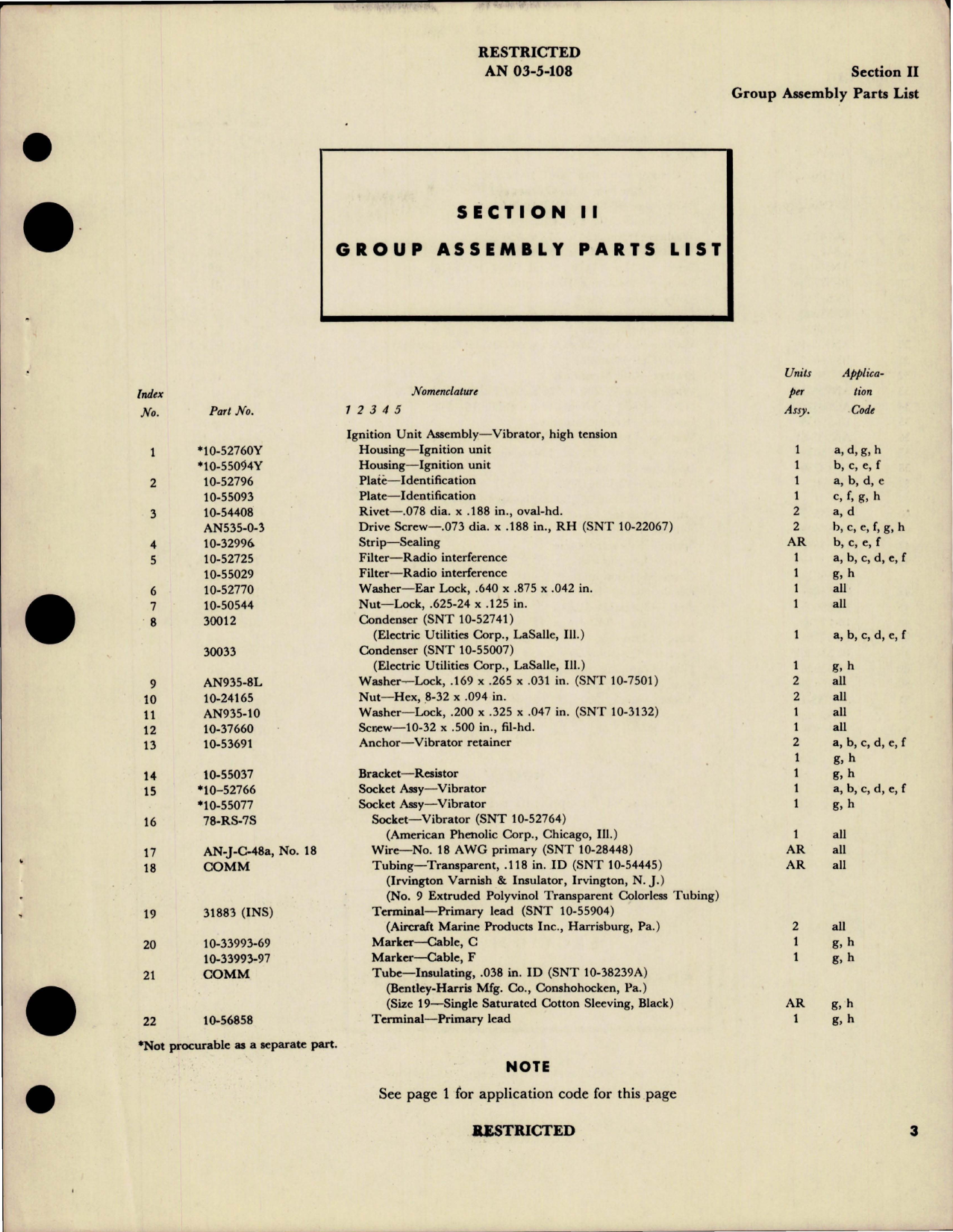 Sample page 5 from AirCorps Library document: Parts Catalog for Vibrator Ignition Units 