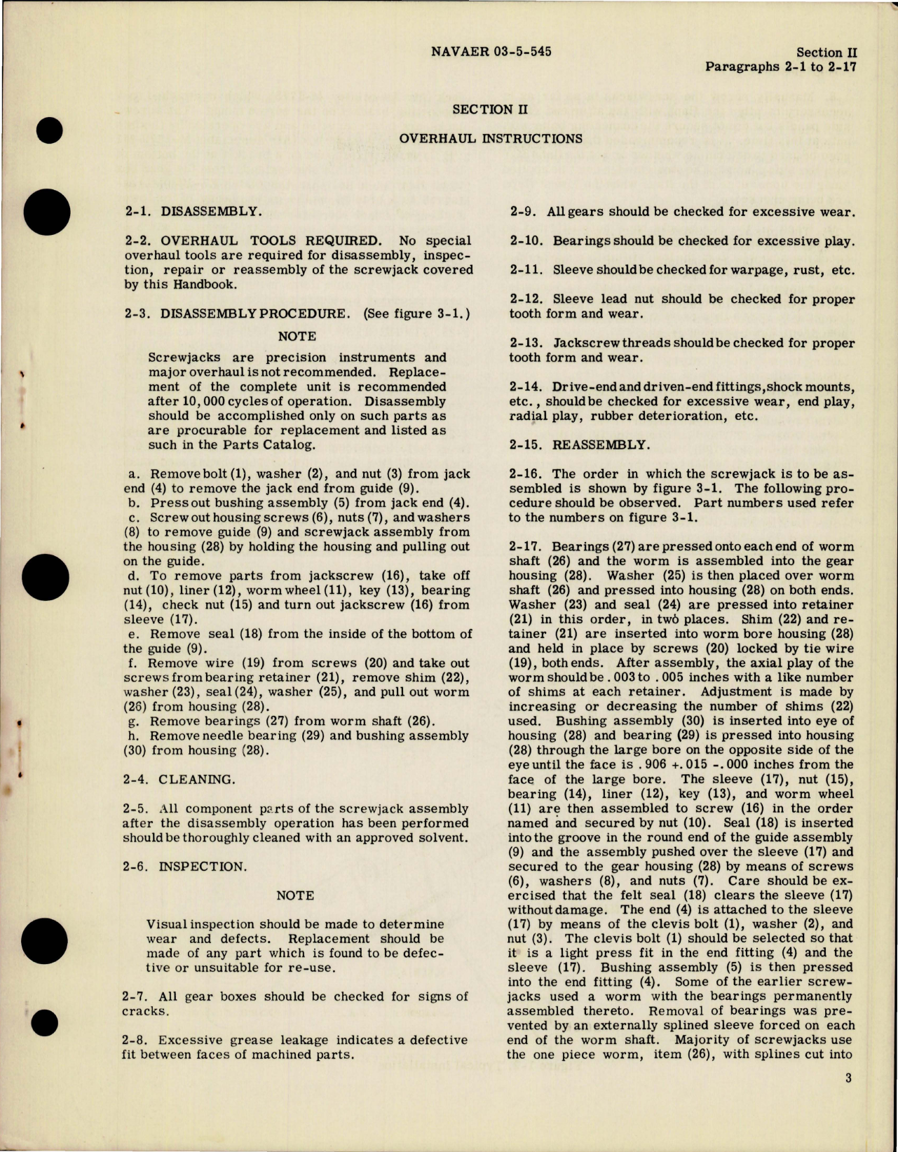 Sample page 5 from AirCorps Library document: Operation, Service and Overhaul Instructions with Parts Catalog for Screwjack - Model M-1775 
