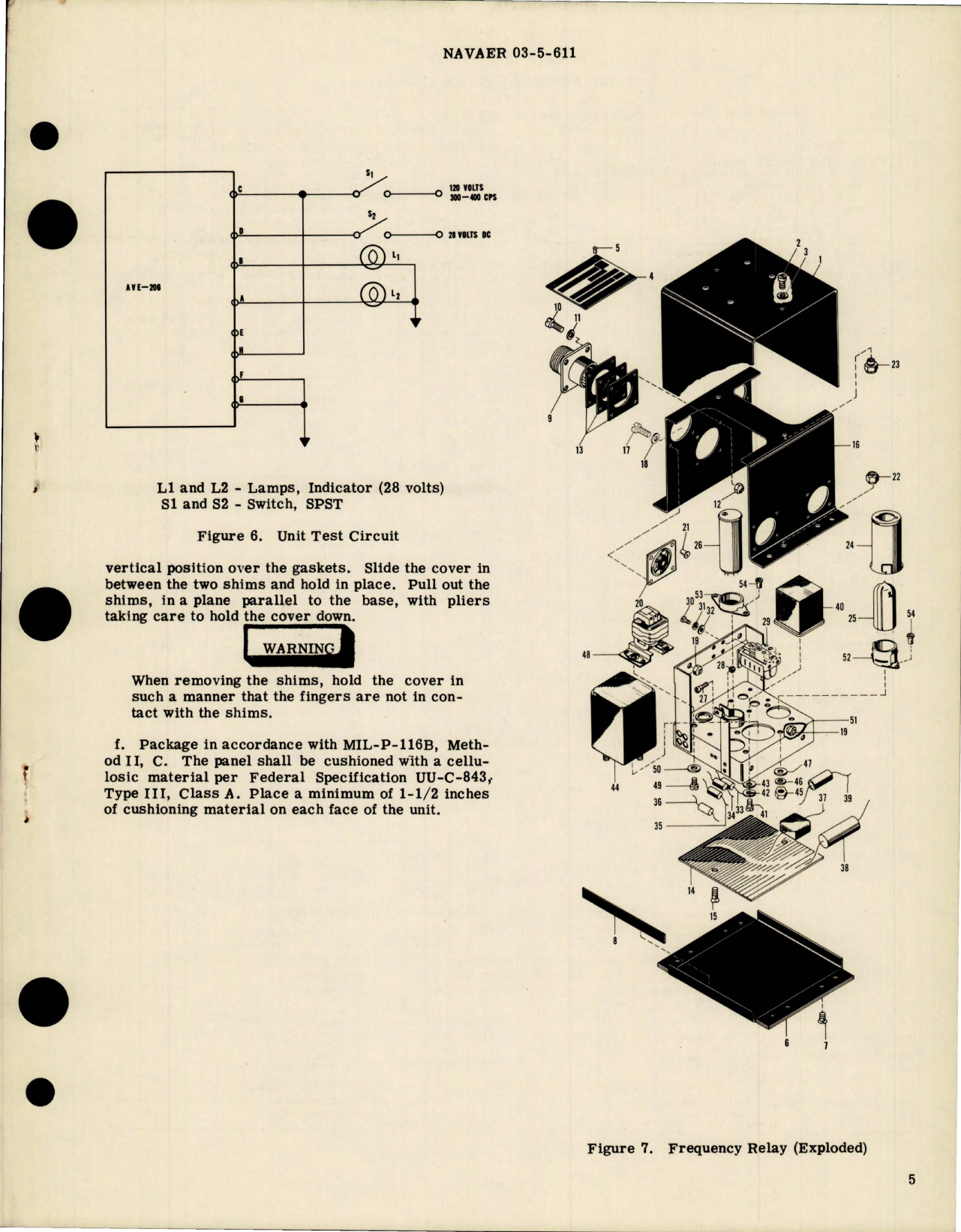 Sample page 5 from AirCorps Library document: Overhaul Instructions with Parts Breakdown for Frequency Relay - Parts A28A8993-3 - Type AVE-206