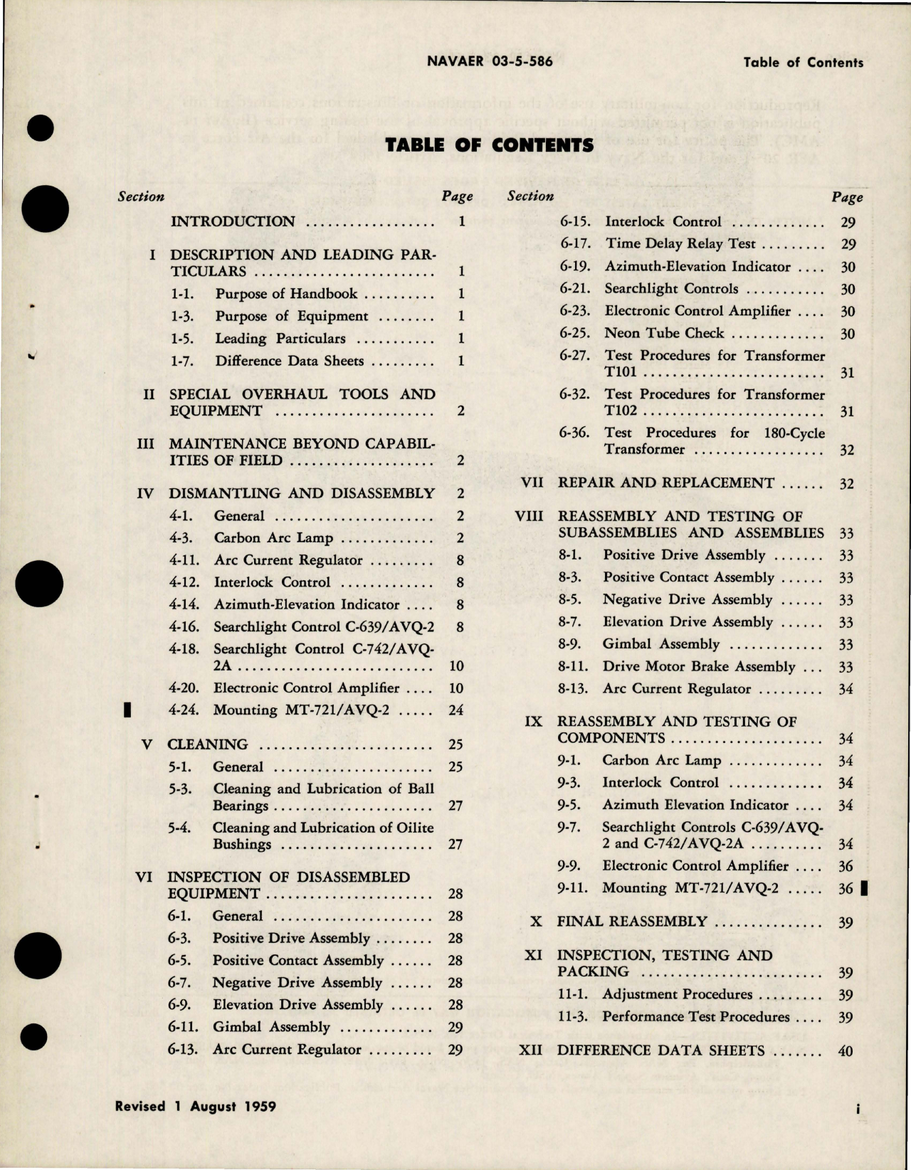 Sample page 5 from AirCorps Library document: Overhaul Instructions for Aircraft Searchlight Sets - AN-AVQ-2 and AN-AVQ-2A