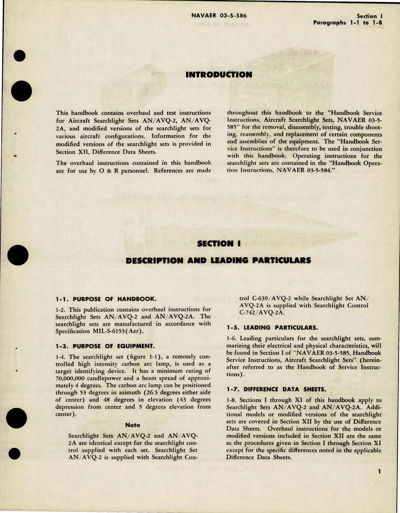Sample page 7 from AirCorps Library document: Overhaul Instructions for Aircraft Searchlight Sets - AN-AVQ-2 and AN-AVQ-2A