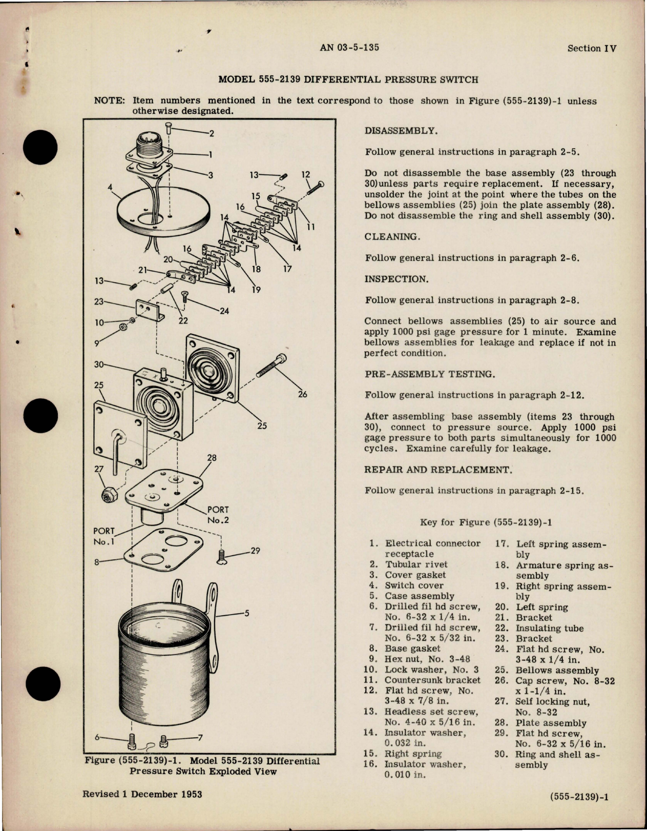 Sample page 5 from AirCorps Library document: Overhaul Instructions for Pressure Control Switches
