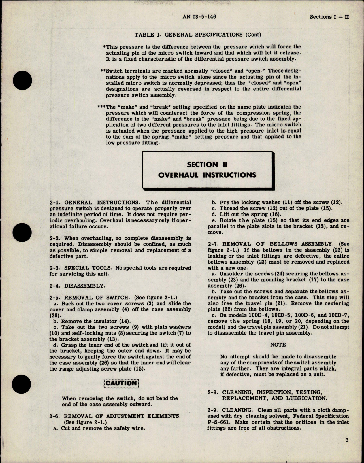 Sample page 5 from AirCorps Library document: Overhaul Instructions for Differential Pressure Switch - Model 100D Series 