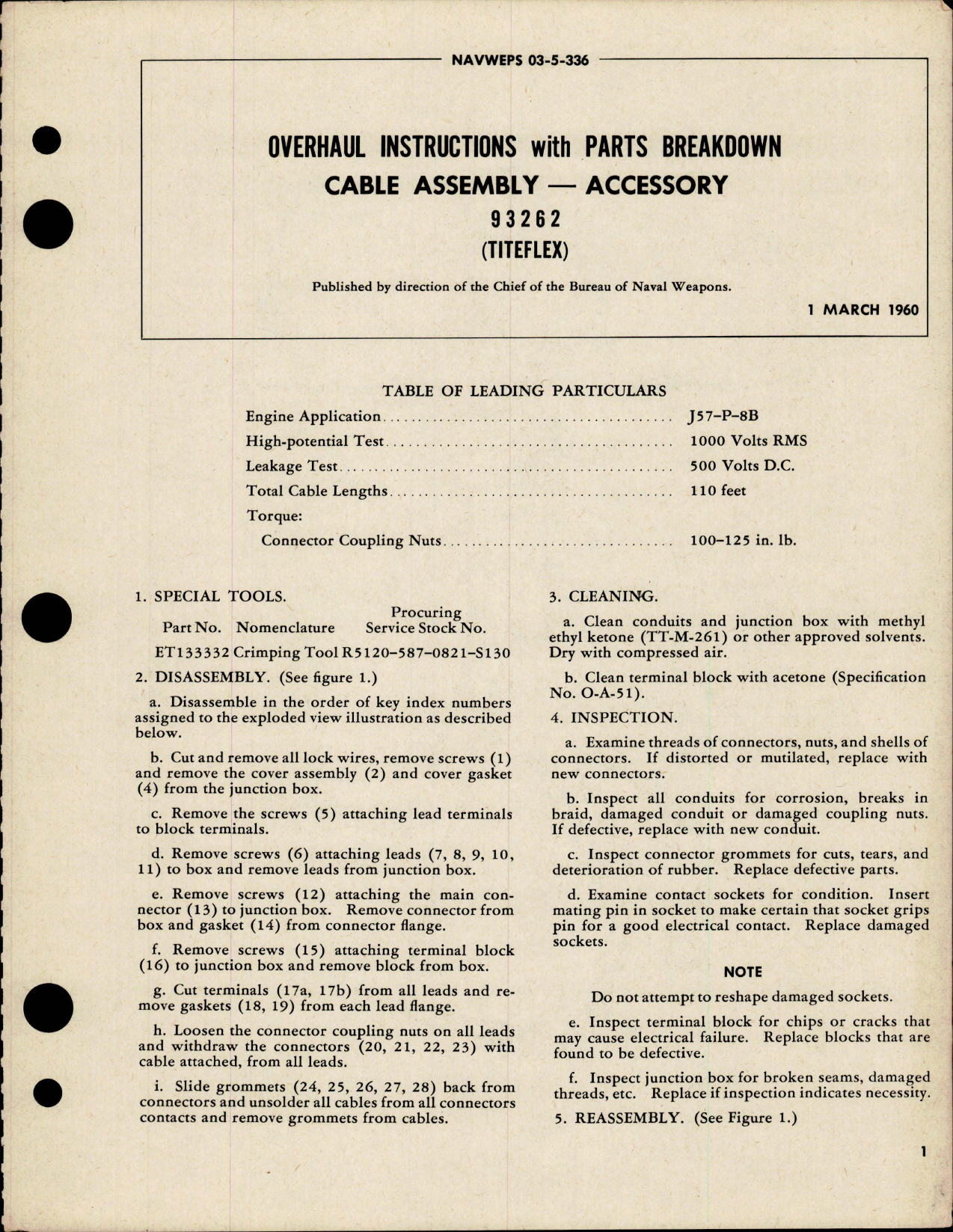 Sample page 1 from AirCorps Library document: Overhaul Instructions with Parts Breakdown for Cable Assembly - Accessory - 93262 