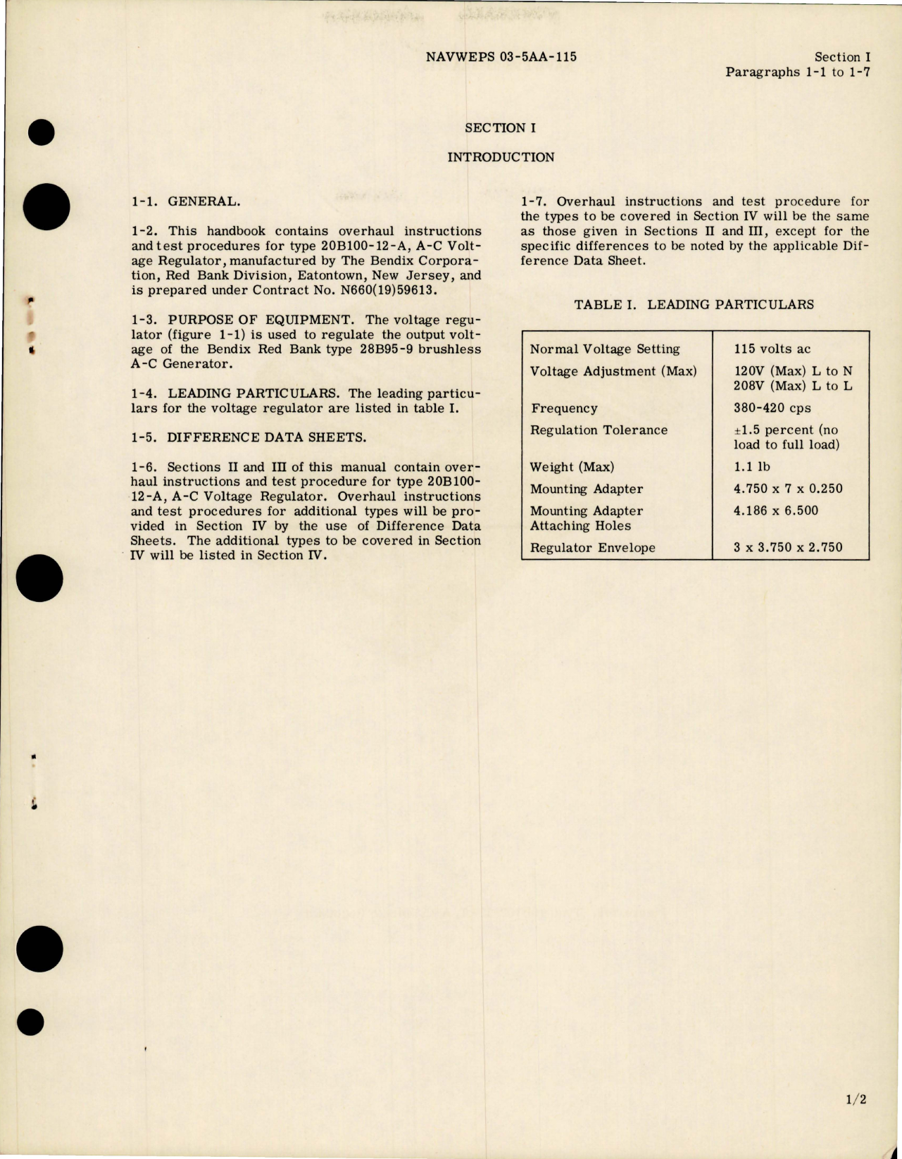 Sample page 5 from AirCorps Library document: Overhaul Instructions for AC Voltage Regulator - Type 20B100-12-A