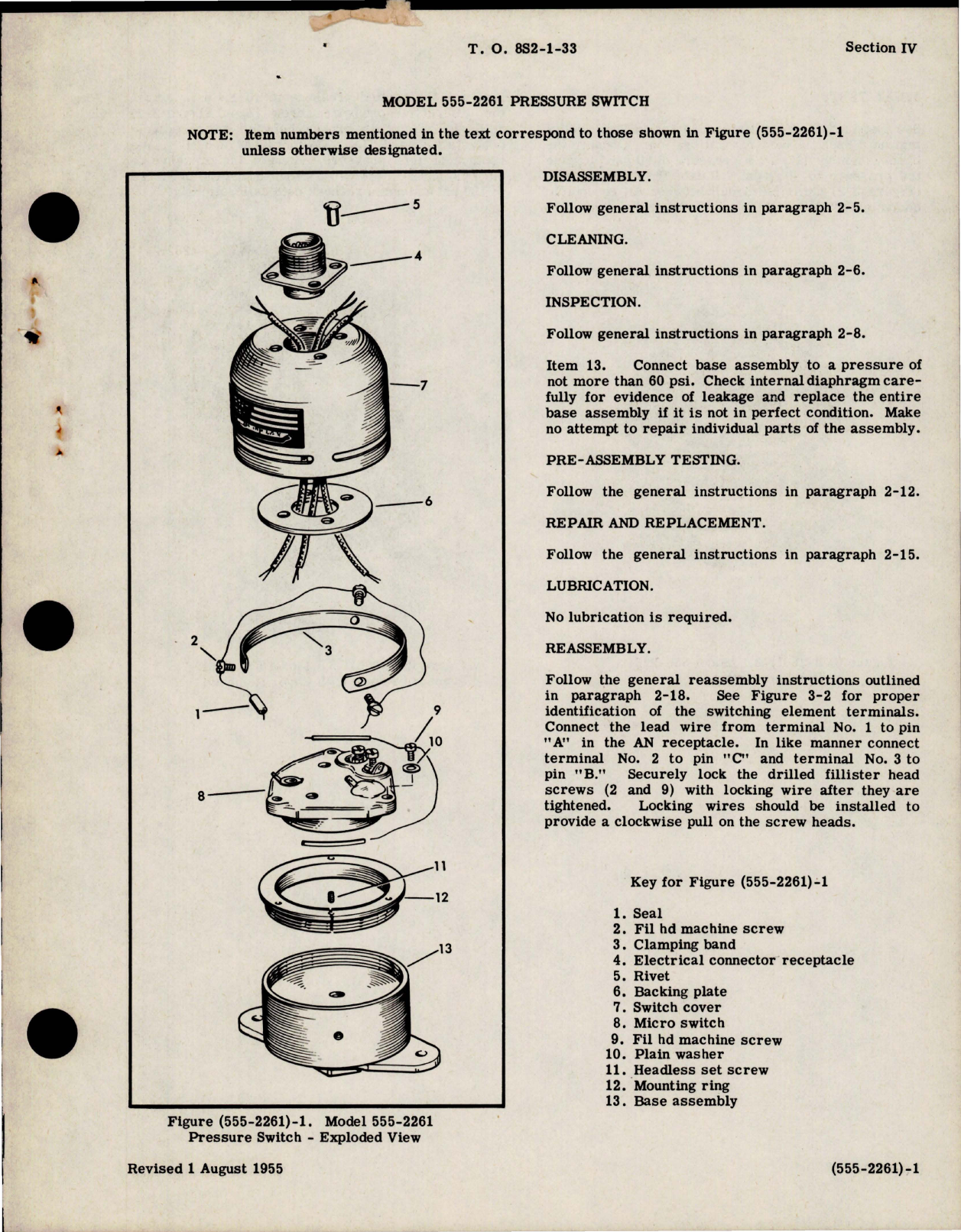 Sample page 5 from AirCorps Library document: Overhaul Instructions for Pressure Control Switches 