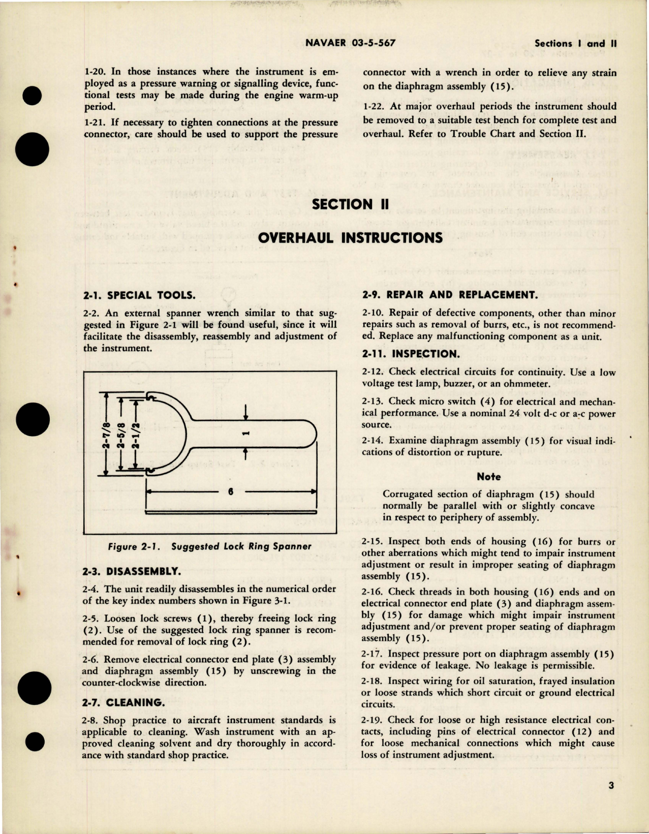 Sample page 5 from AirCorps Library document: Operation, Service, Overhaul, and Parts for Pressure Actuated Switch - Model 410-11-20 