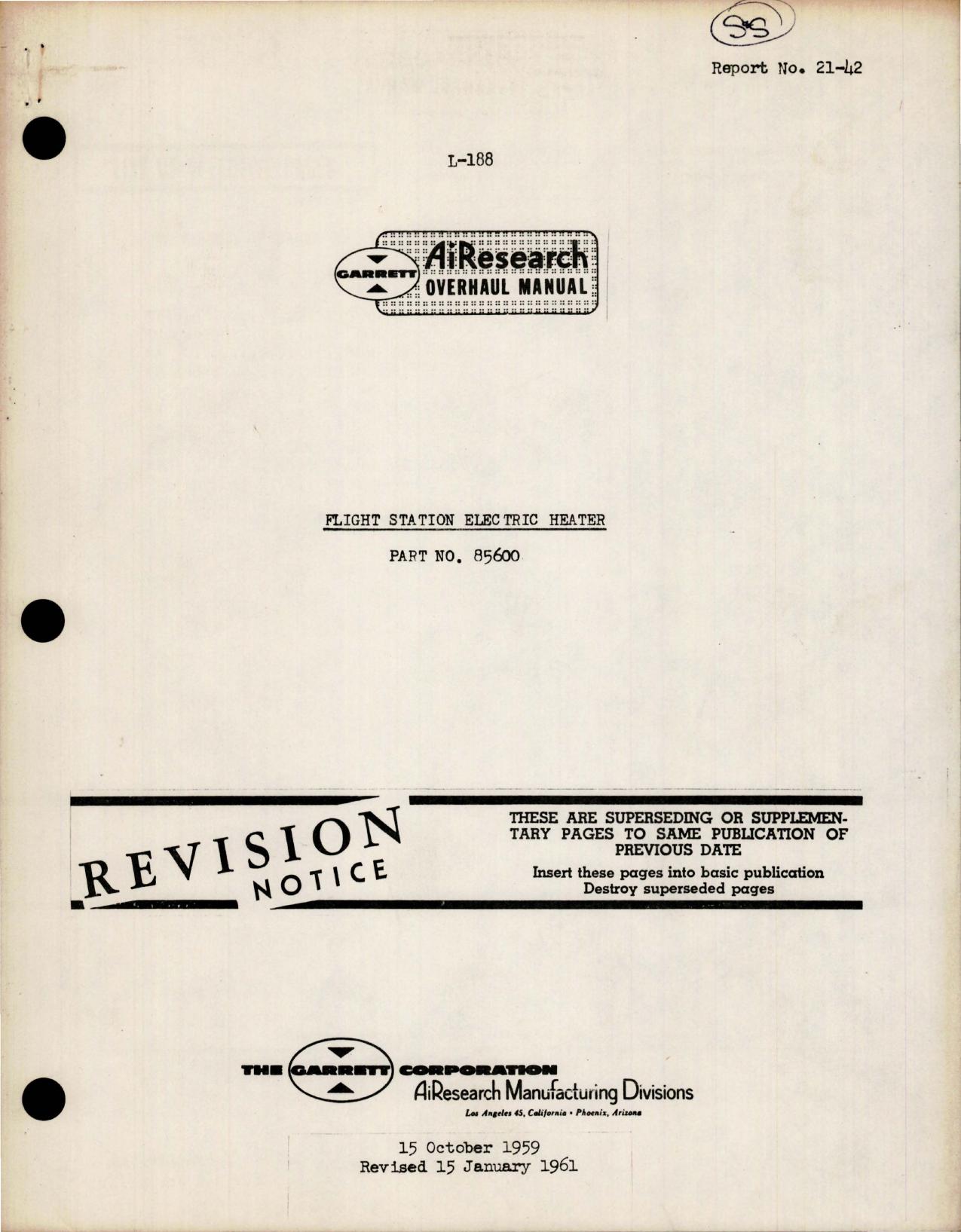 Sample page 1 from AirCorps Library document: Overhaul Manual for Flight Station Electric Heater - Part 85600 