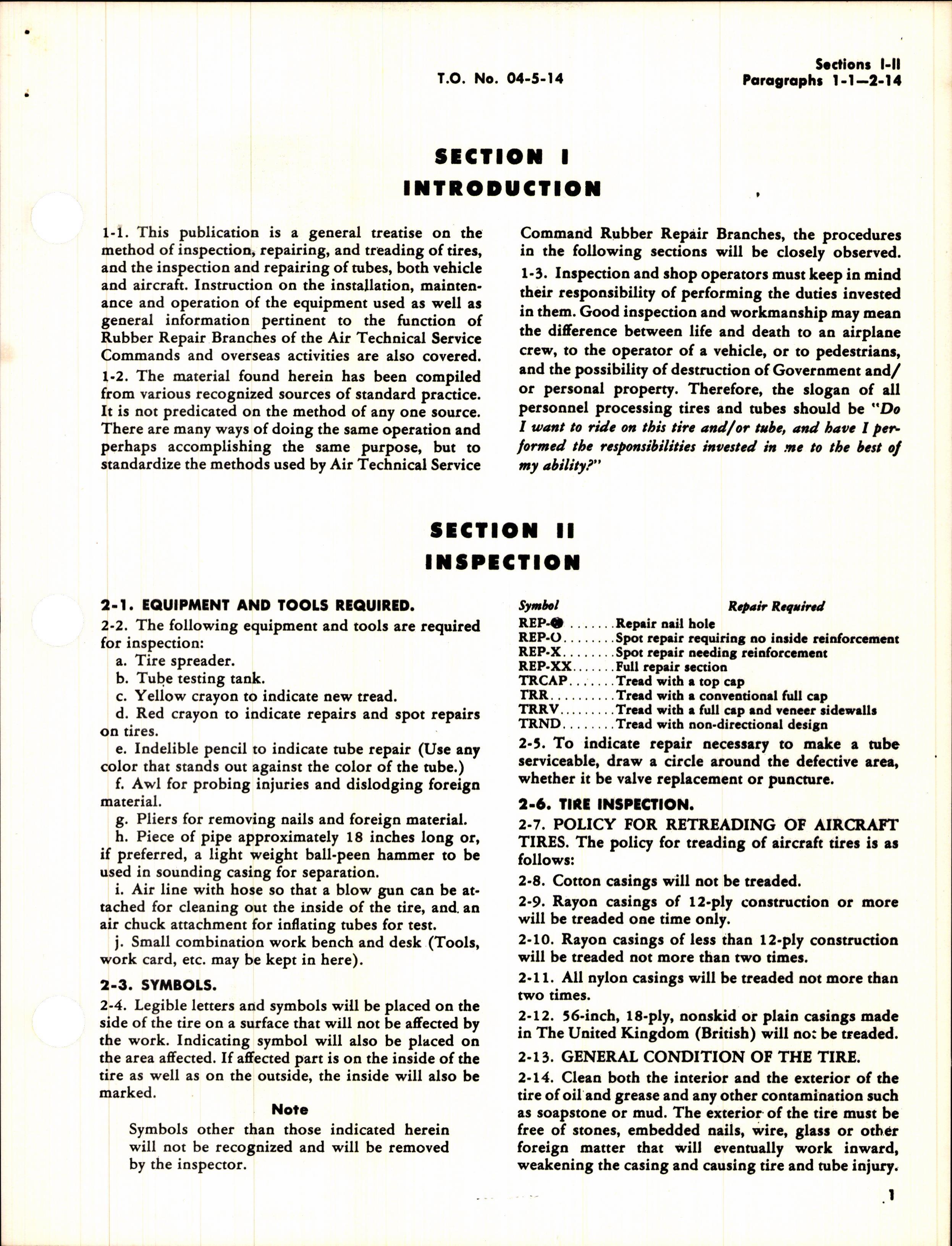 Sample page 5 from AirCorps Library document: Inspection and Operation Instructions for Tire Repairing