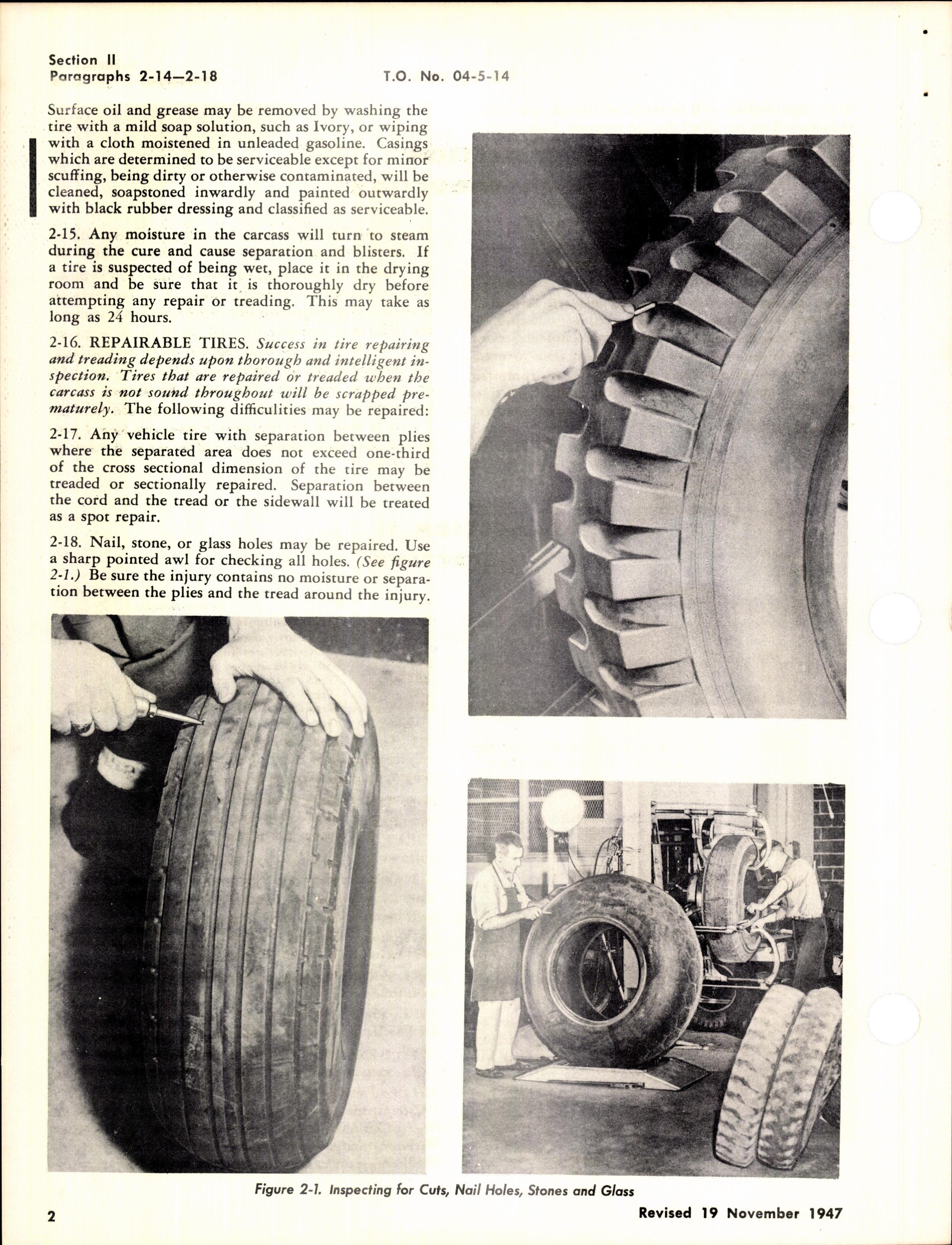 Sample page 6 from AirCorps Library document: Inspection and Operation Instructions for Tire Repairing