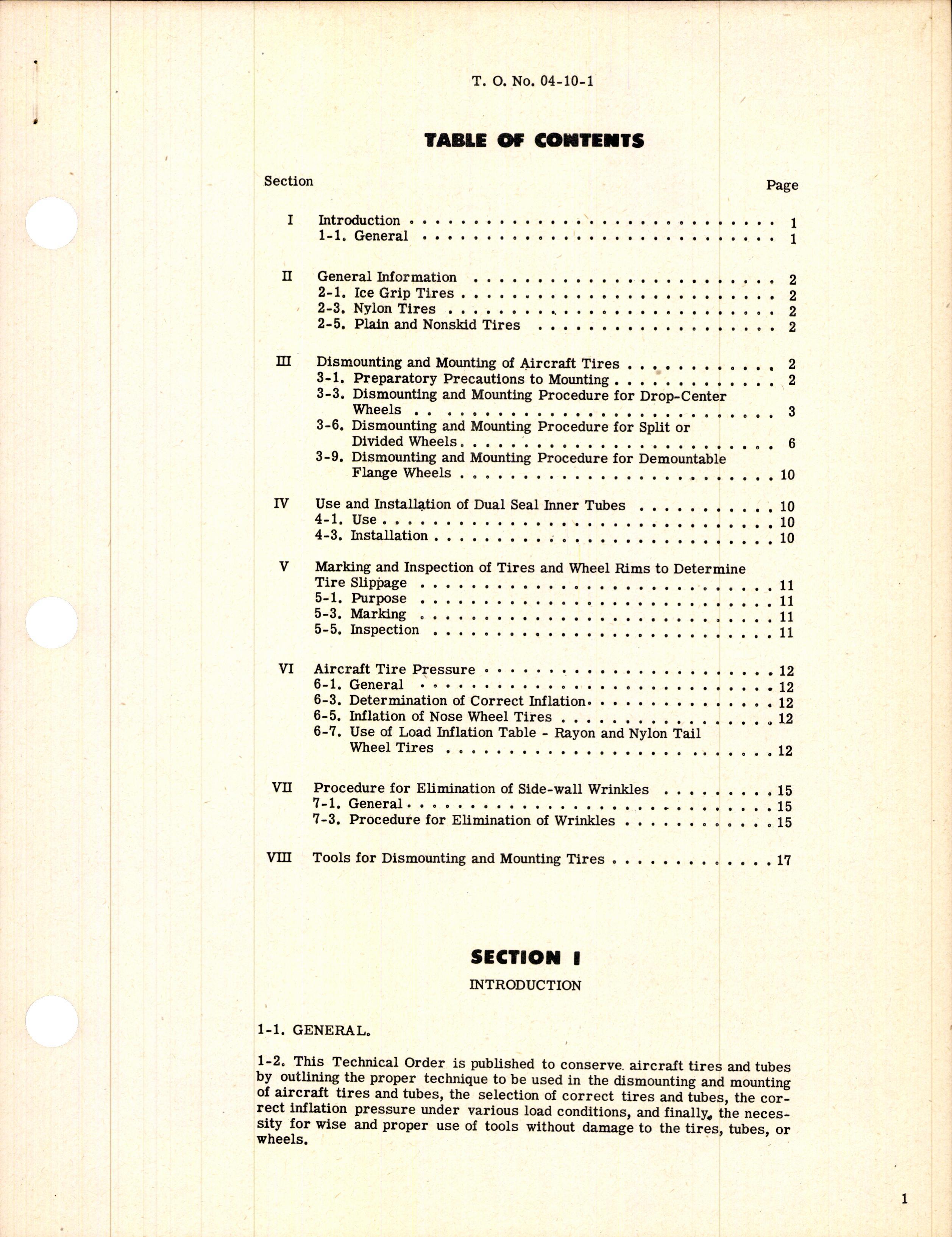 Sample page 3 from AirCorps Library document: Dismounting, Mounting, and Inflation of Aircraft Tires and Tubes