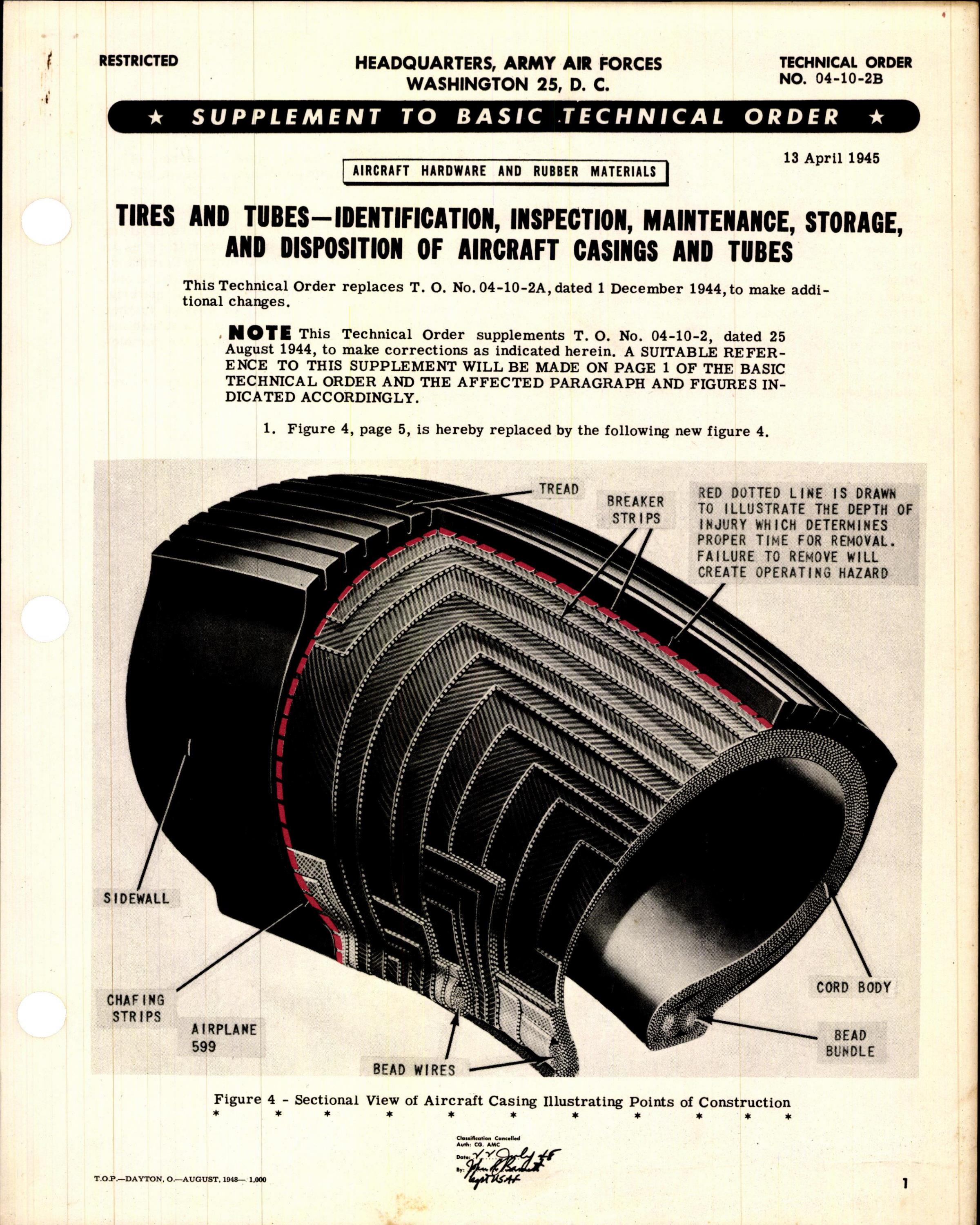 Sample page 1 from AirCorps Library document: Identification, Inspection, Maintenance, Storage, and Disposition of Aircraft Casings and Tubes