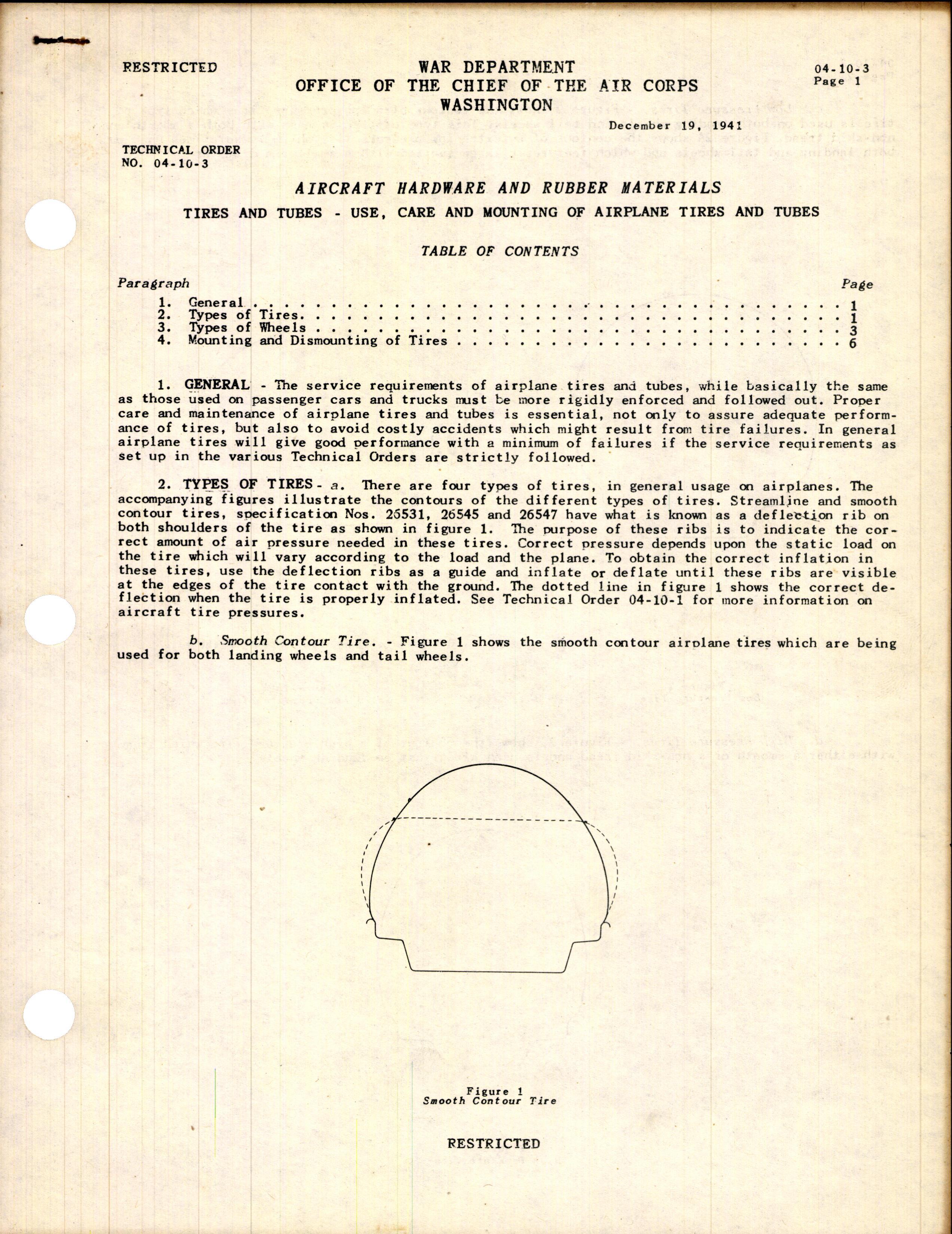 Sample page 1 from AirCorps Library document: Use, Care, and Mounting of Airplane Tires and Tubes