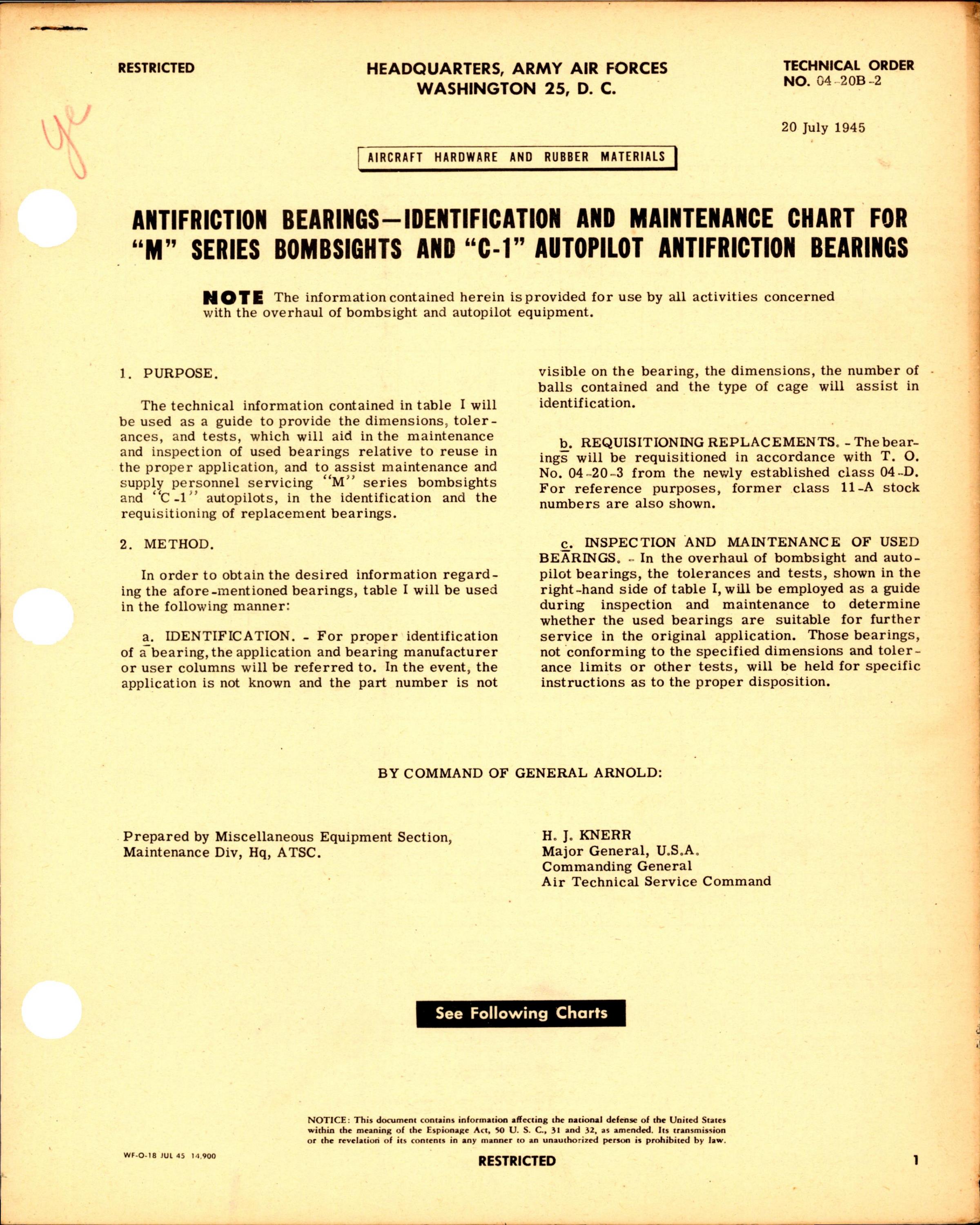 Sample page 1 from AirCorps Library document: Identification and Maintenance Chart for 