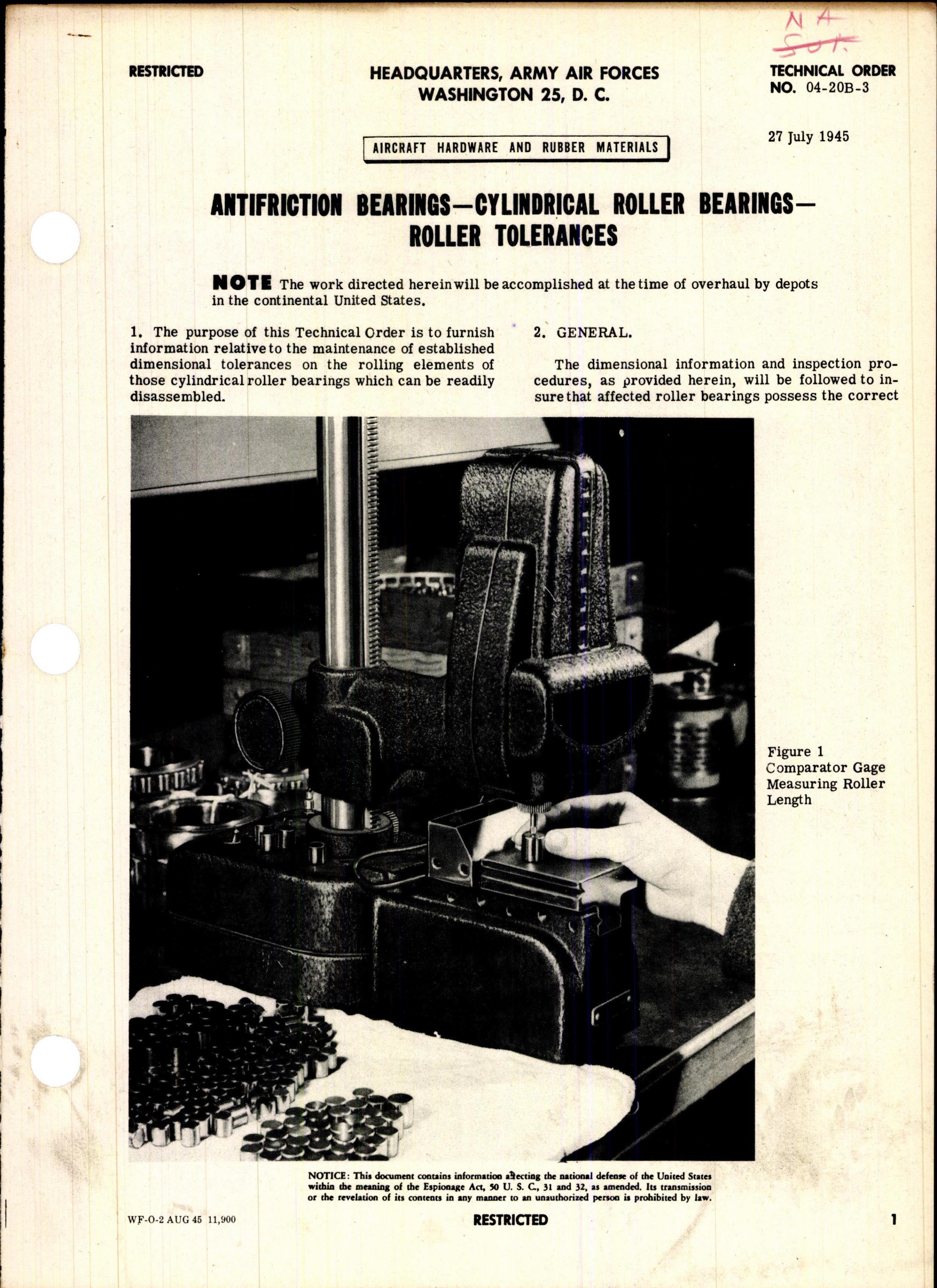 Sample page 1 from AirCorps Library document: Cylindrical Roller Bearings - Roller Tolerances