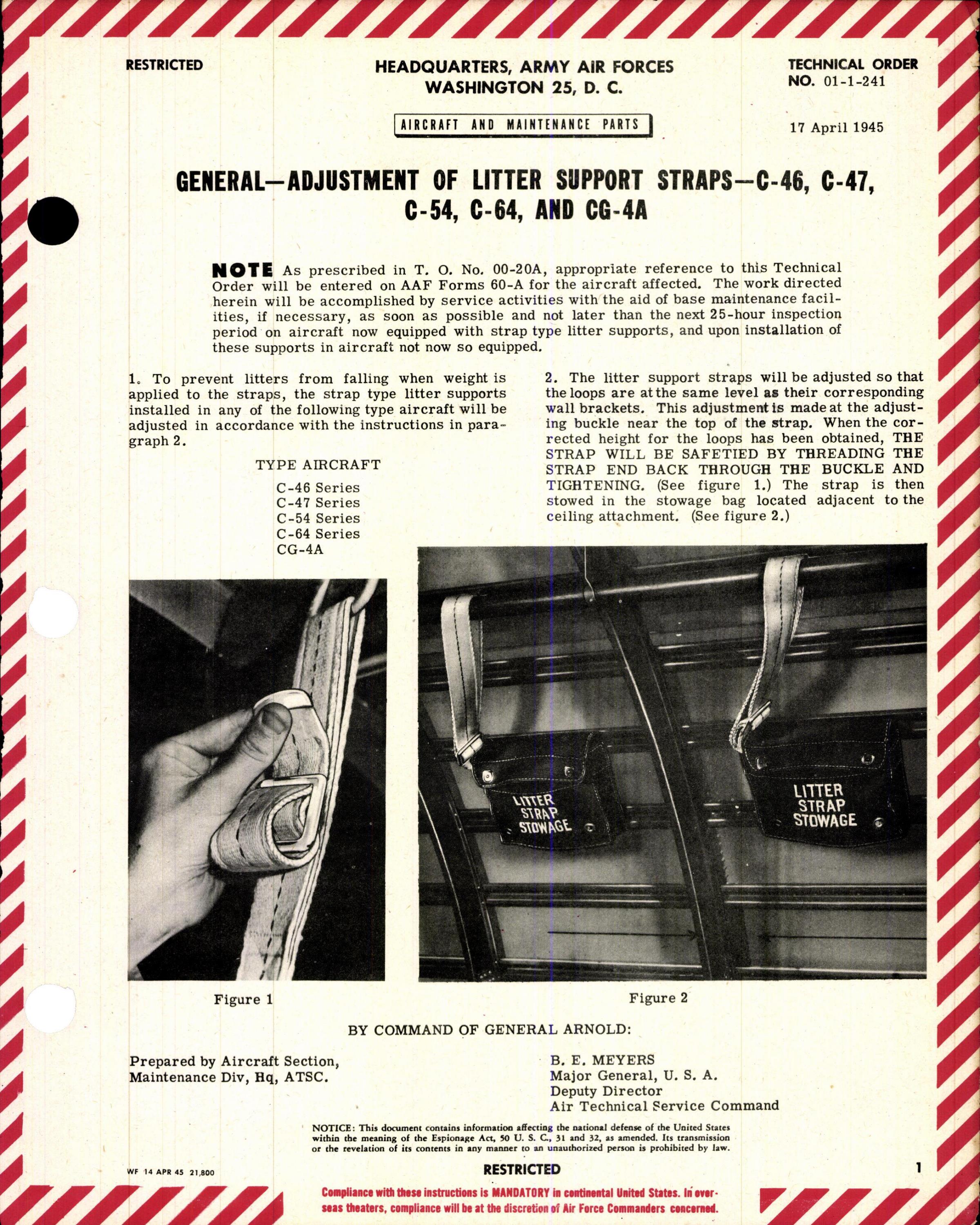 Sample page 1 from AirCorps Library document: Adjustment of Litter Support Straps