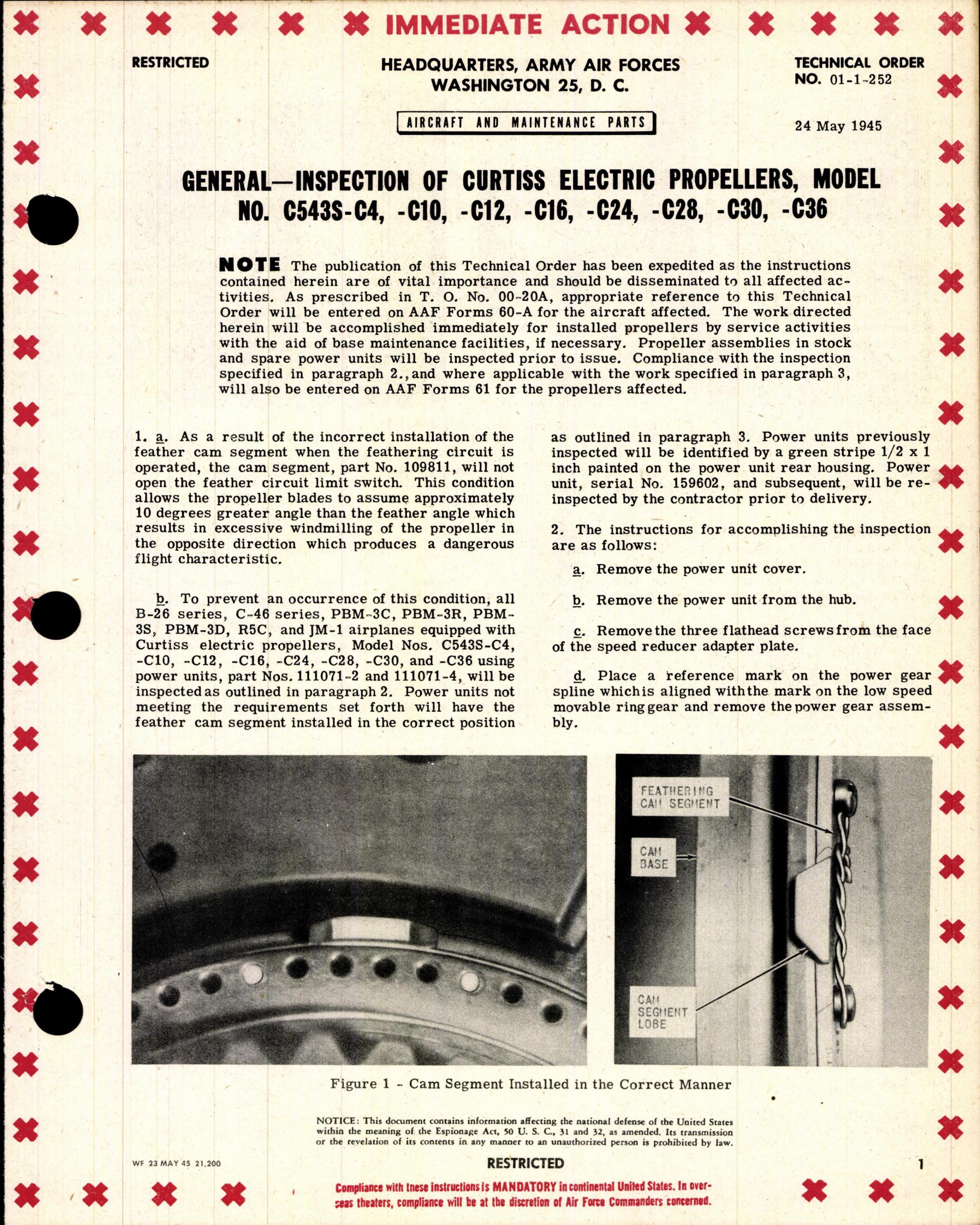 Sample page 1 from AirCorps Library document: Inspection of Curtiss Electric Propellers