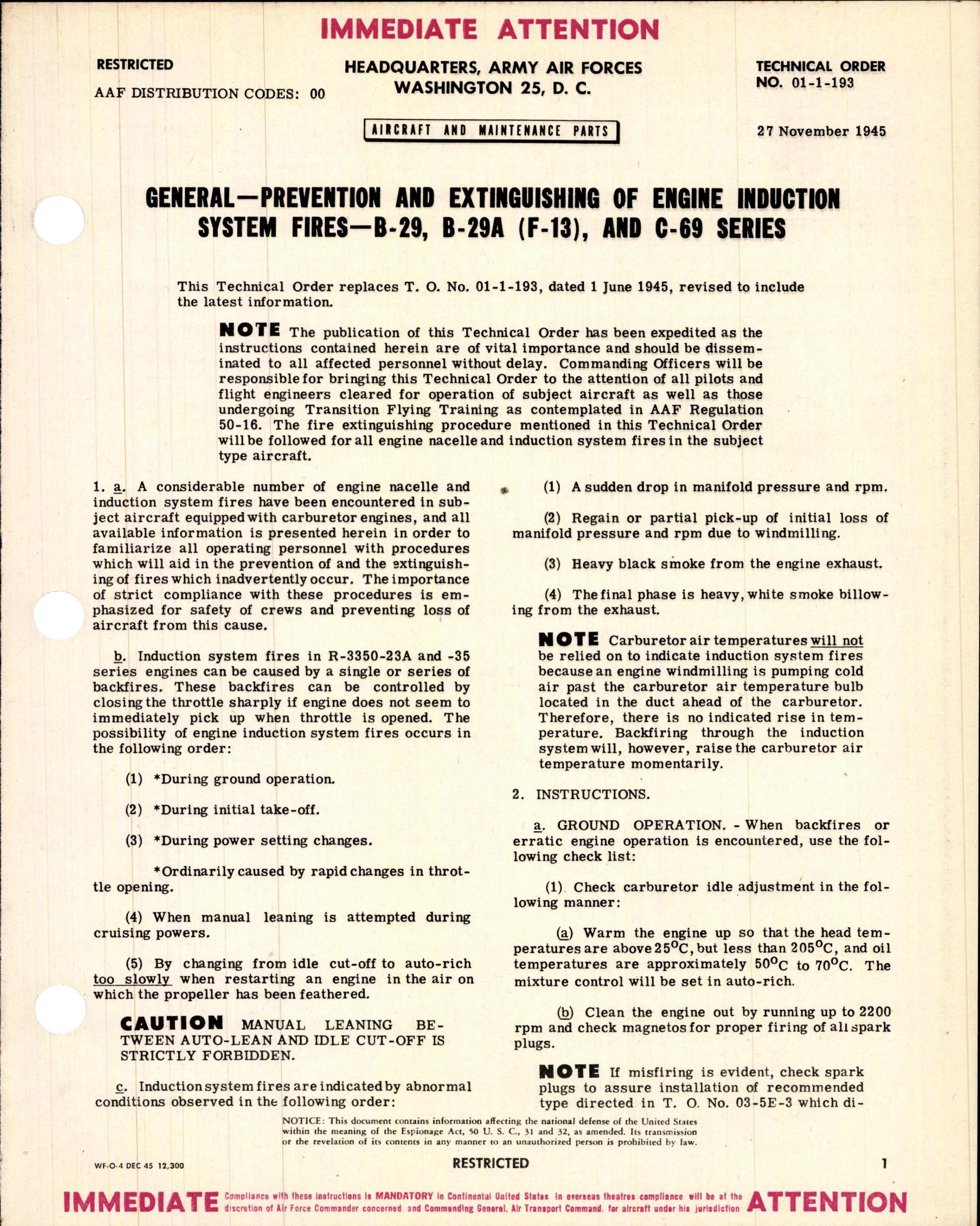 Sample page 1 from AirCorps Library document: Prevention and Extinguishing of Engine Induction System Fires