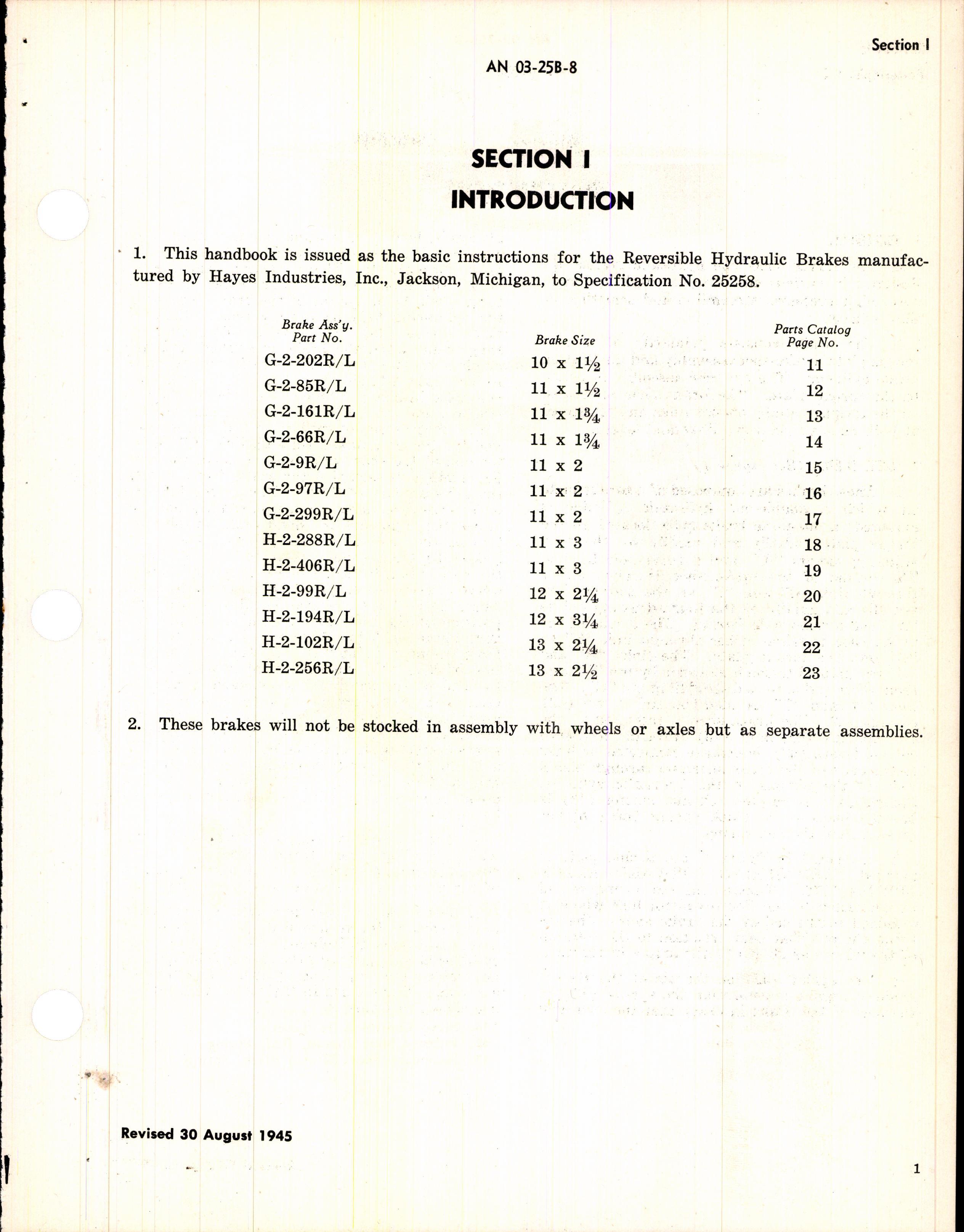 Sample page 5 from AirCorps Library document: Operation, Service, & Overhaul Instructions with Parts Catalog for Reversible Hydraulic Brakes