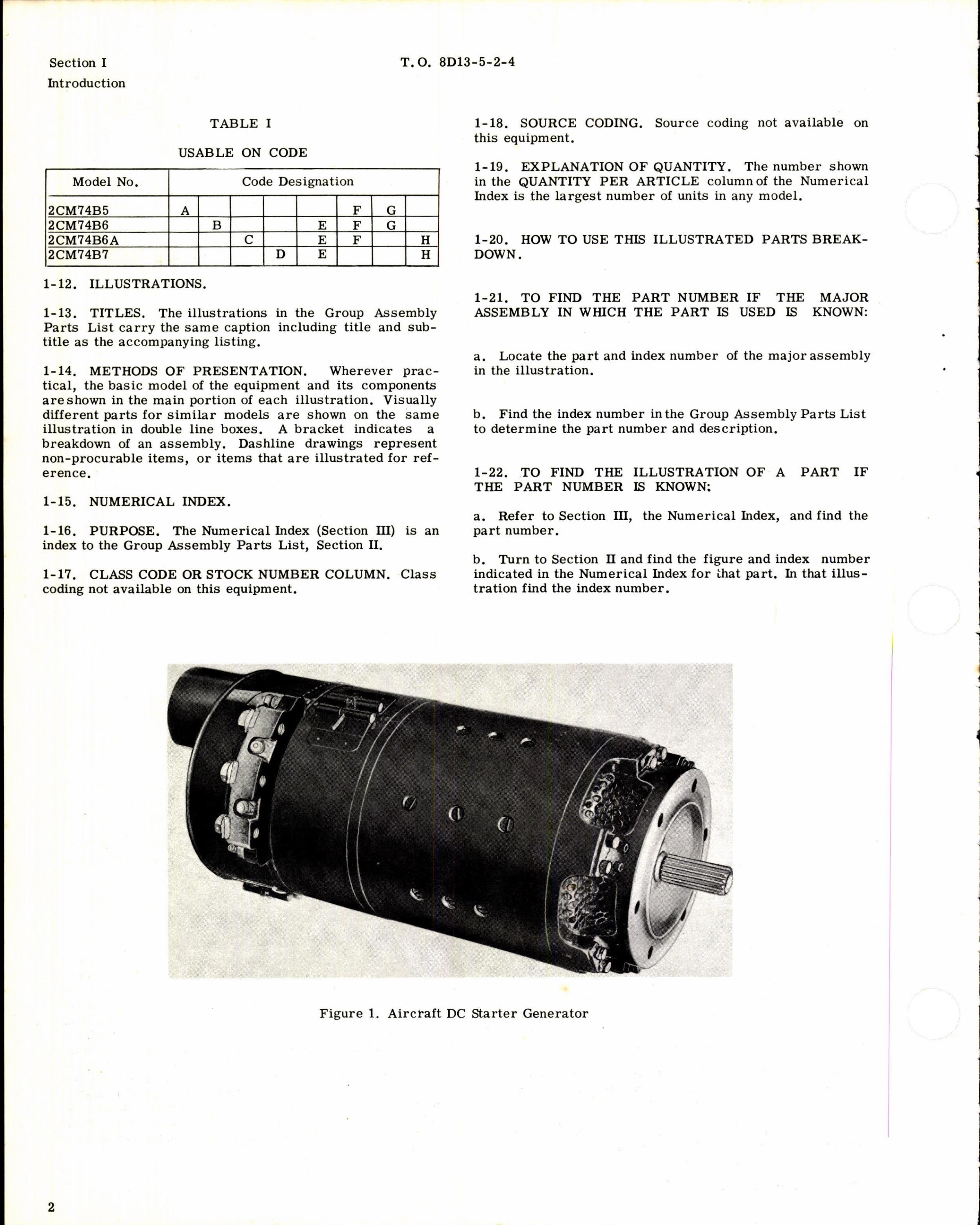 Sample page 2 from AirCorps Library document: Illustrated Parts Breakdown for Aircraft DC Starter Generator