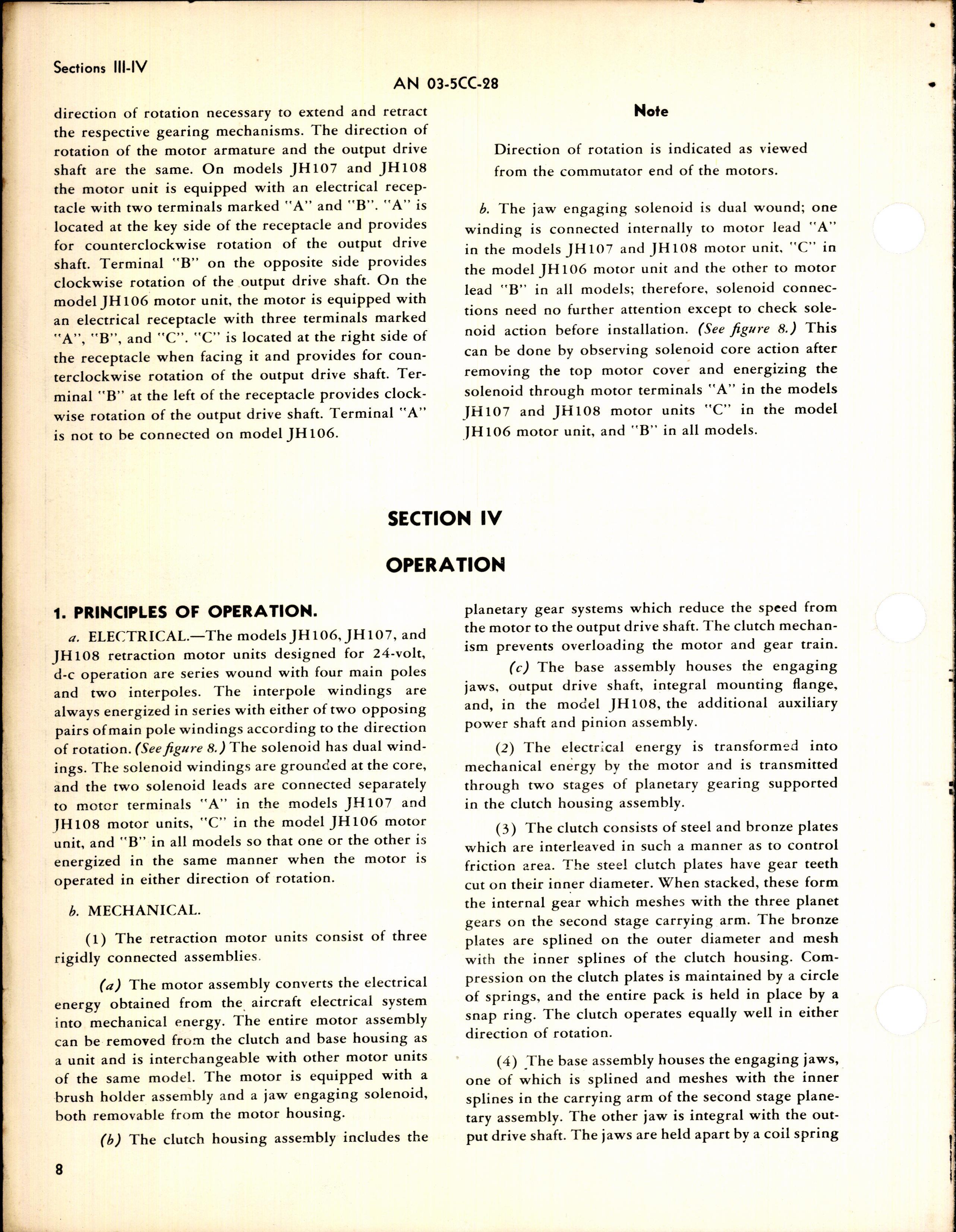 Sample page 4 from AirCorps Library document: Operation, Service, & Overhaul Instructions with Parts Catalog for Jack & Heintz Retracting Motors