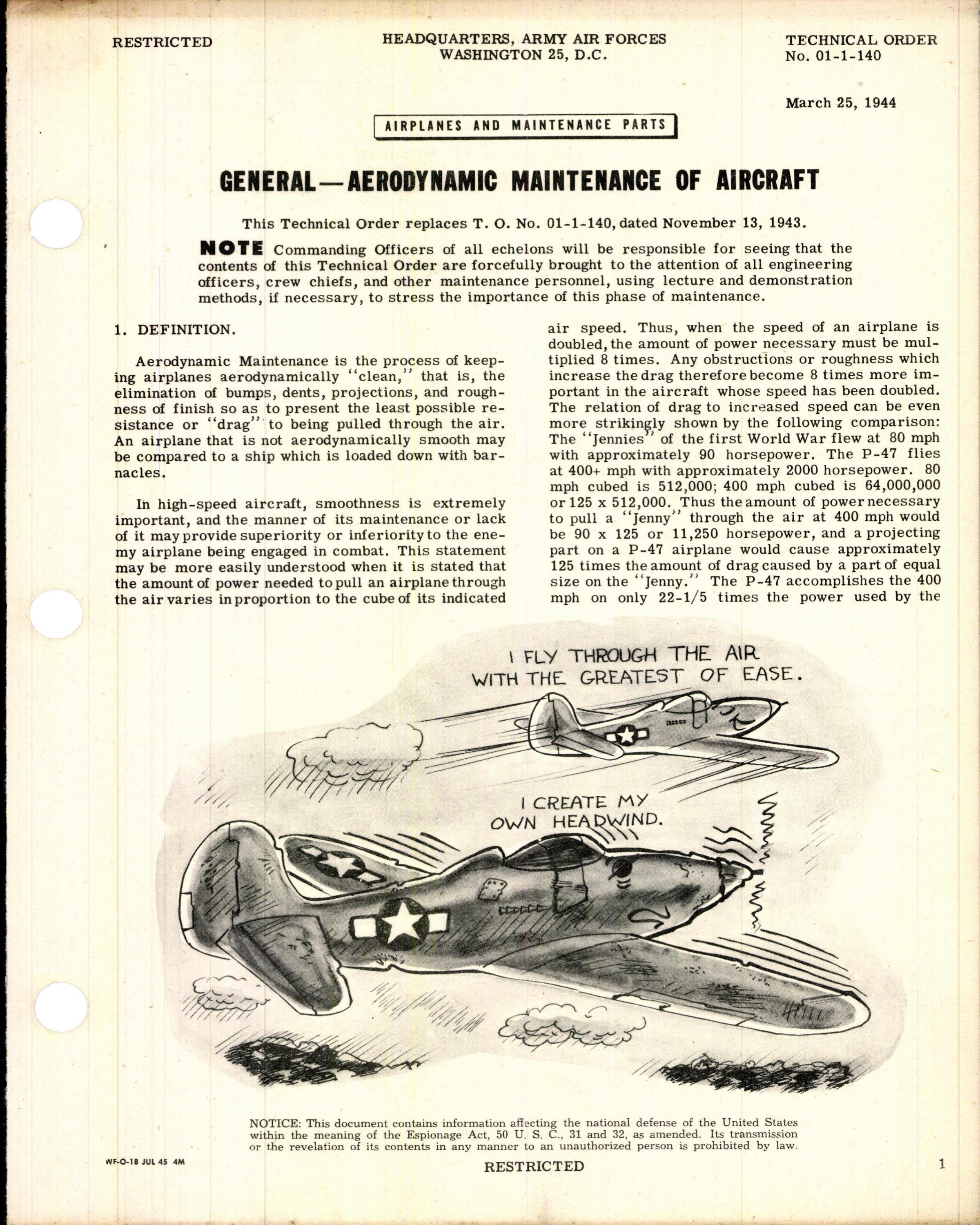 Sample page 1 from AirCorps Library document: Aerodynamic Maintenance of Aircraft