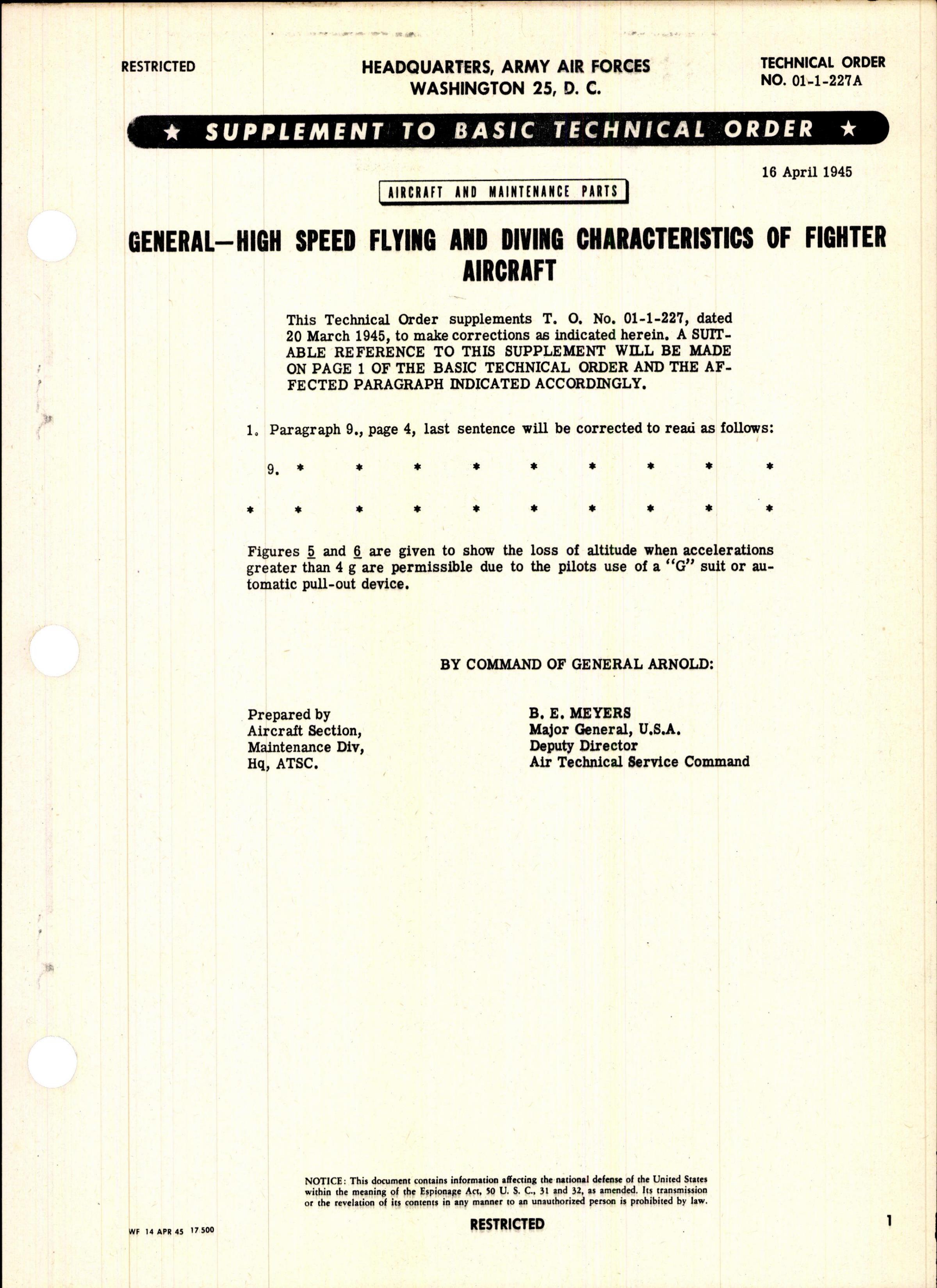 Sample page 1 from AirCorps Library document: High Speed Flying and Diving Characteristics of Fighter Aircraft