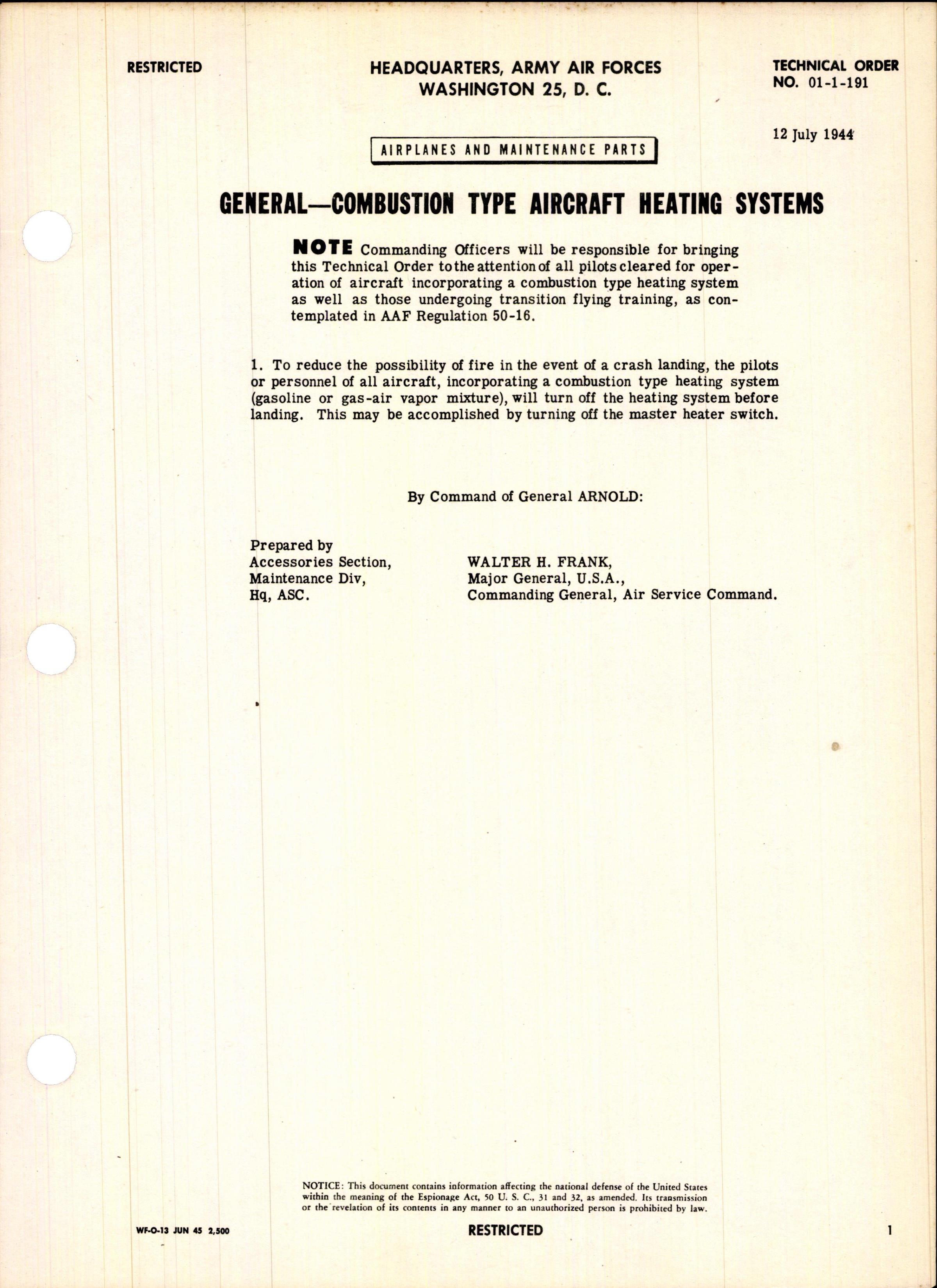 Sample page 1 from AirCorps Library document: Combustion Type Aircraft Heating Systems