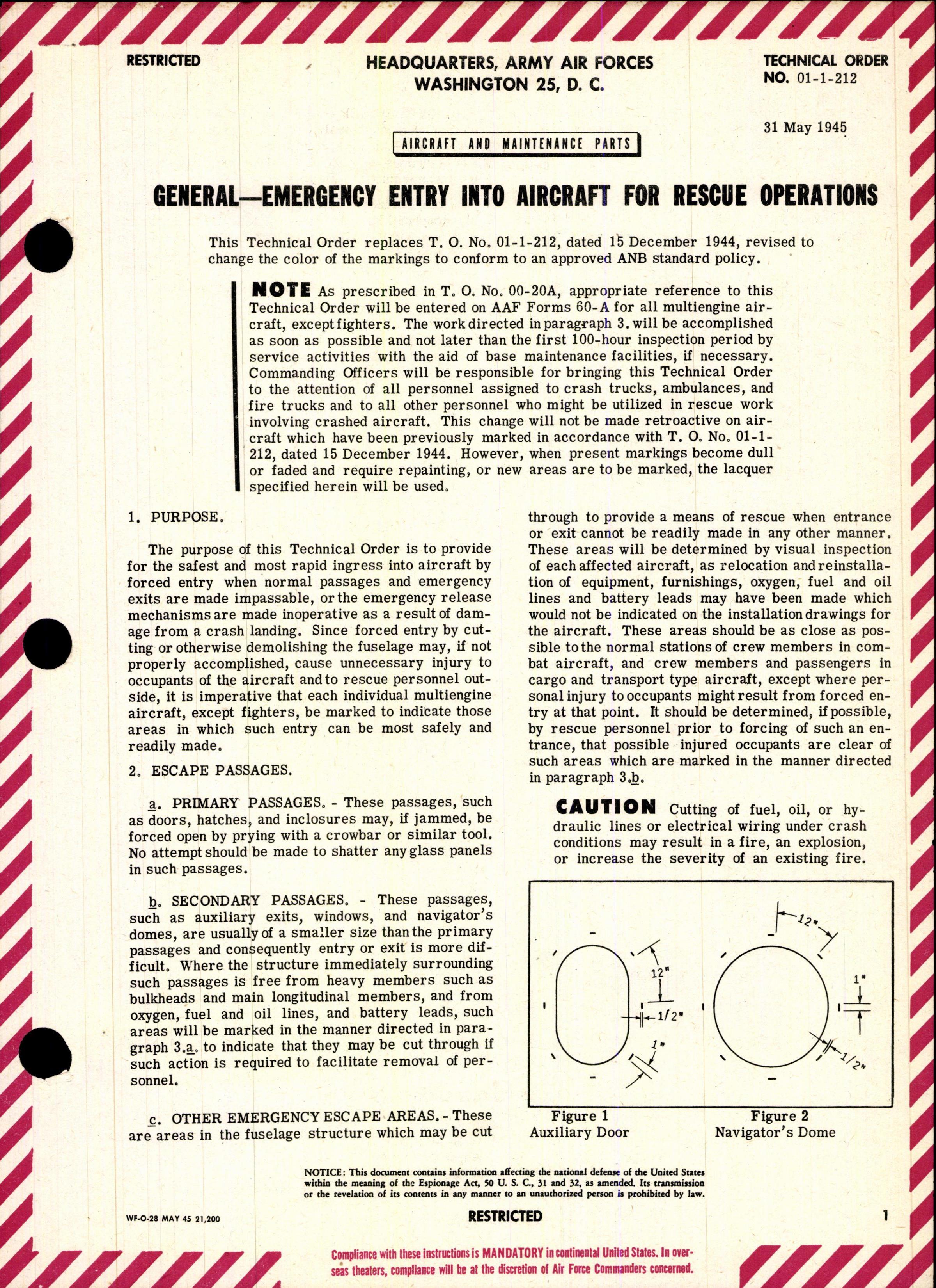 Sample page 1 from AirCorps Library document: Emergency Entry Into Aircraft for Rescue Operations