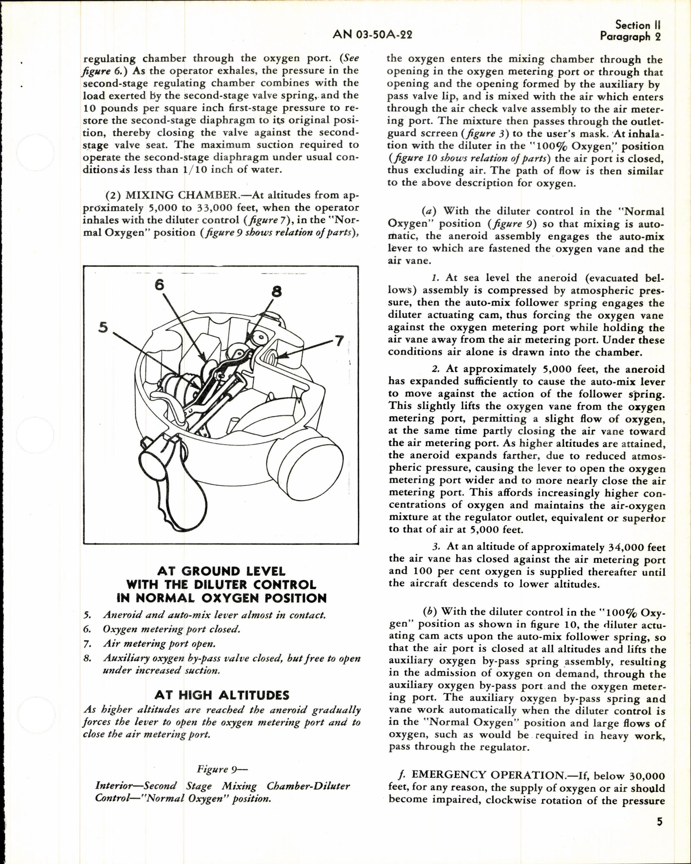 Sample page 5 from AirCorps Library document: Operation, Service, & Overhaul Instructions with Parts Catalog for Type A-14 Pressure Breathing Diluter Demand Oxygen Regulator