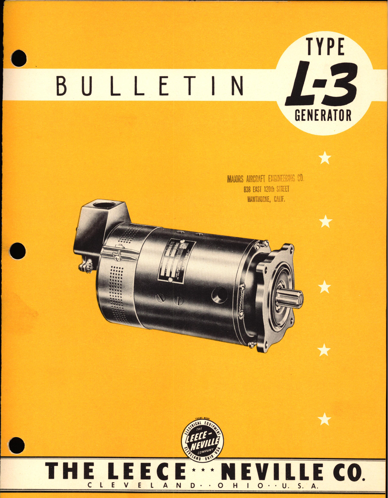 Sample page 1 from AirCorps Library document: P-N 24504, Bulletin for Type L-3 Generator
