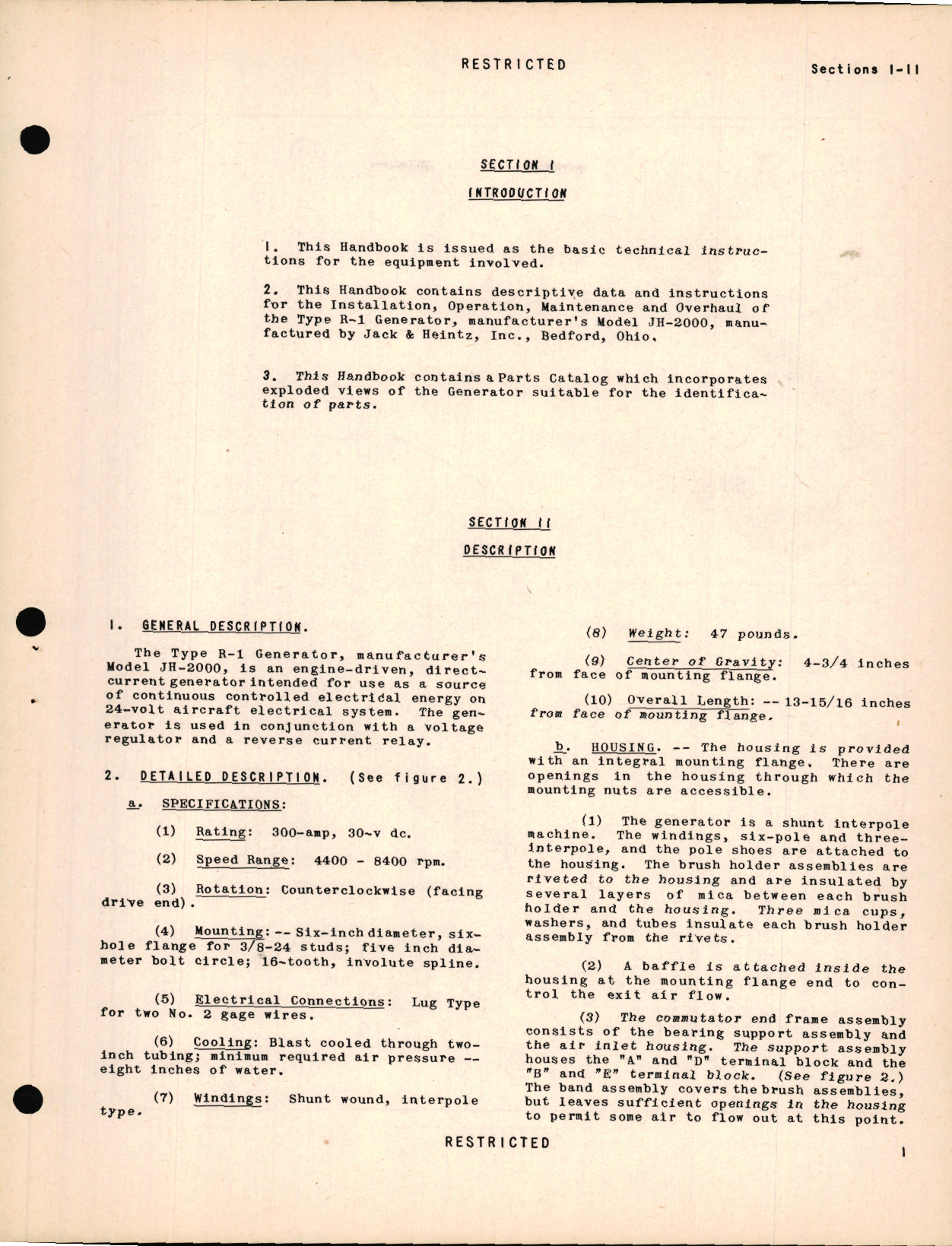 Sample page 5 from AirCorps Library document: Handbook of Instructions with Parts Catalog for the Jahco Type R-1 Generator